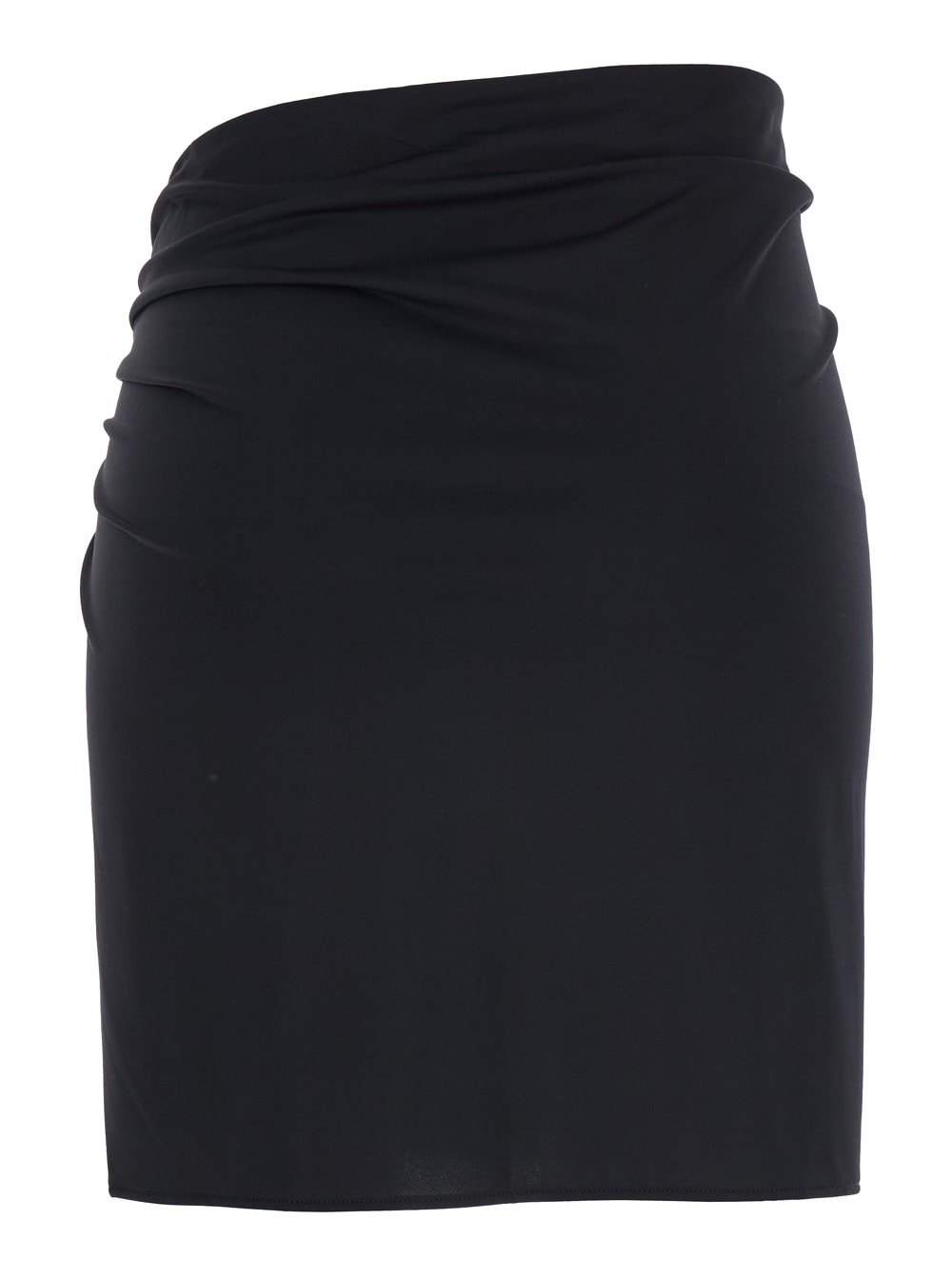 Versace Black Skirt With Pin Detail With Logo And Side Slit In Tech Fabric Stretch Woman In Black