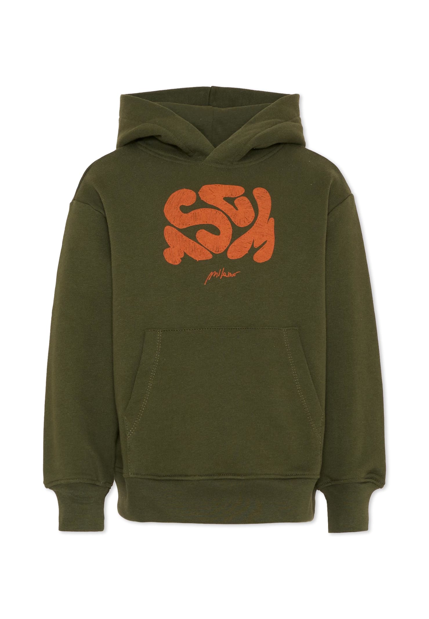 Msgm Abstract-print Hooded Top In Green