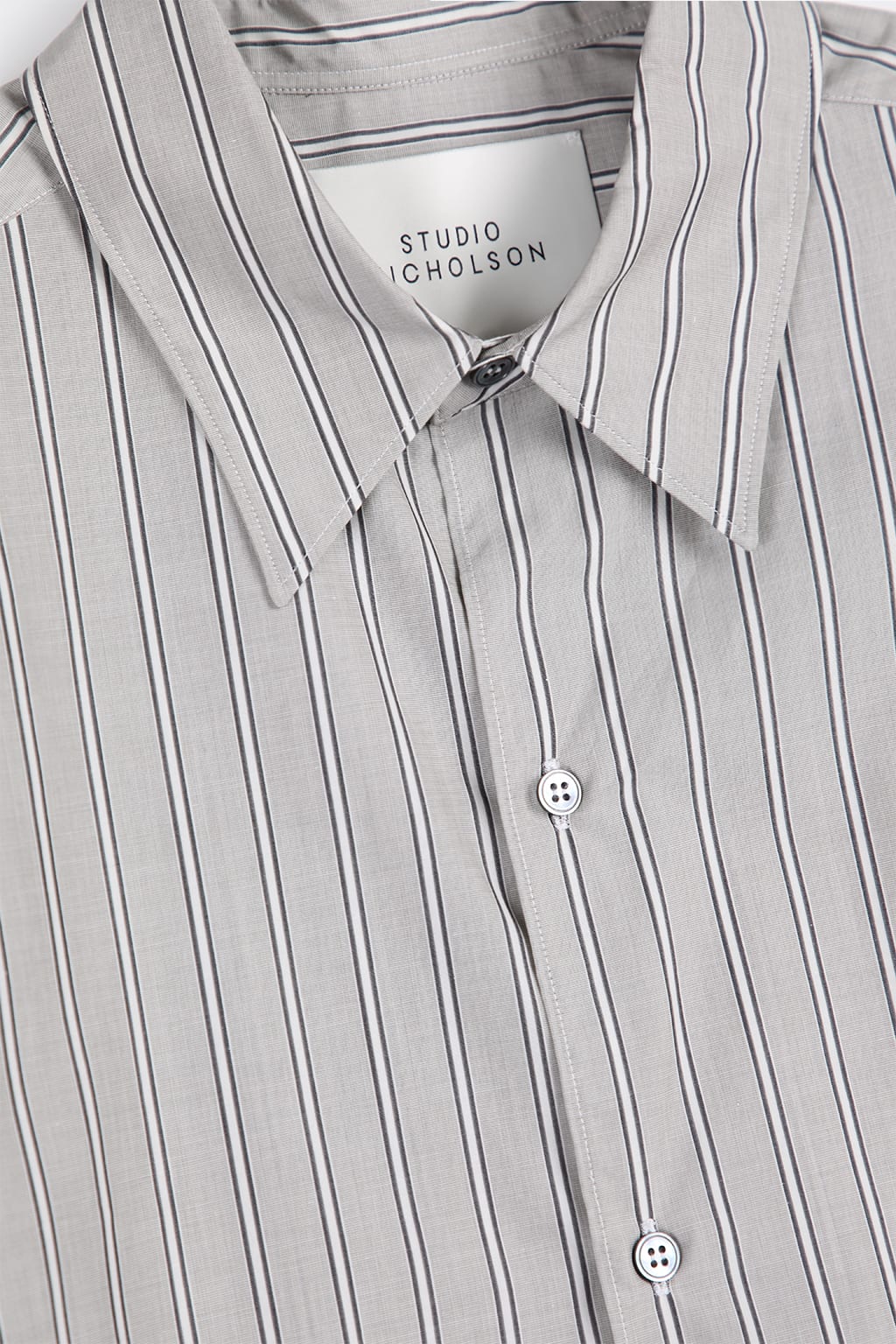 Studio Nicholson Sorono Striped Cotton Shirt In Grigio | ModeSens