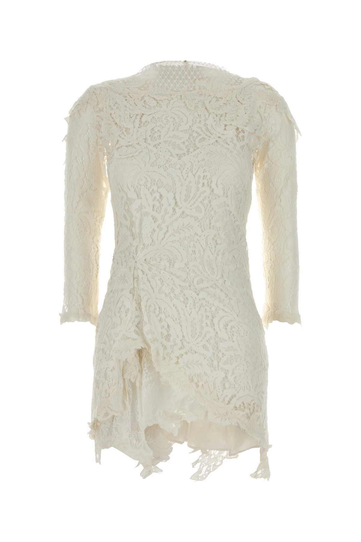 Isabel Marant Rubiana Lace Dress Asymmetric Hem In Neutral