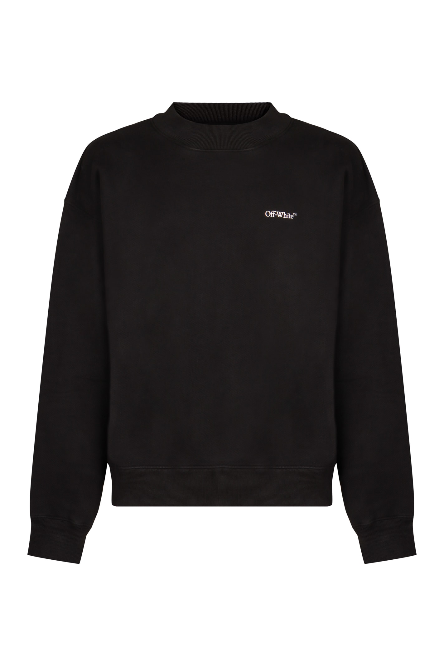 Shop Off-white Logo Detail Cotton Sweatshirt In Black