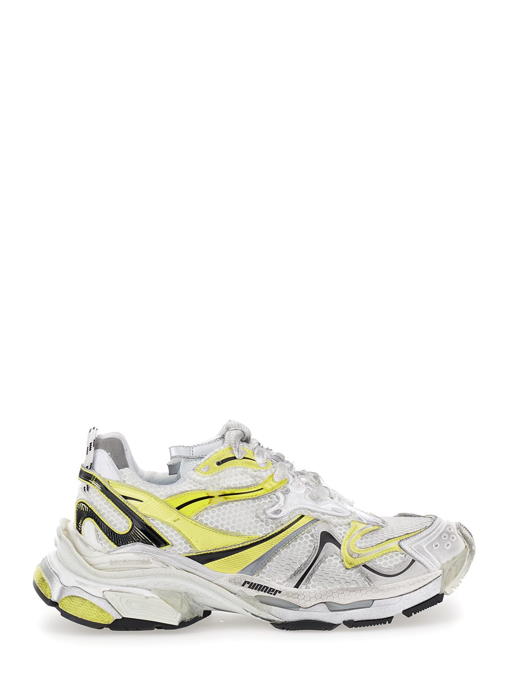 Shop Balenciaga Multicolor Runner Sneaker With Embossed Logo In Mesh And Nylon Man