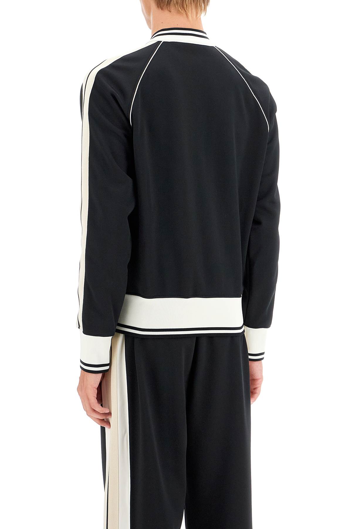 Shop Palm Angels Raglan Zip-up Sweat In Black Off White (black)