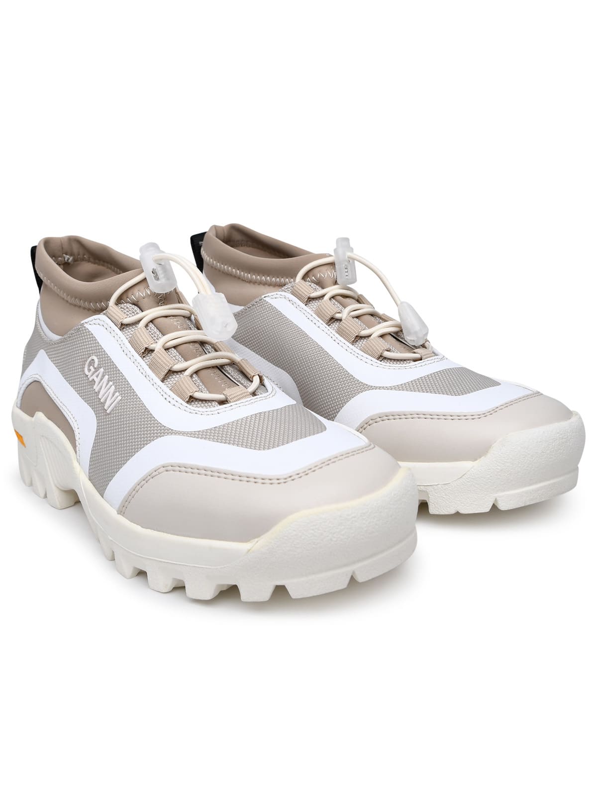 Shop Ganni Performance Two-tone Recycled Polyester Sneakers In Egret