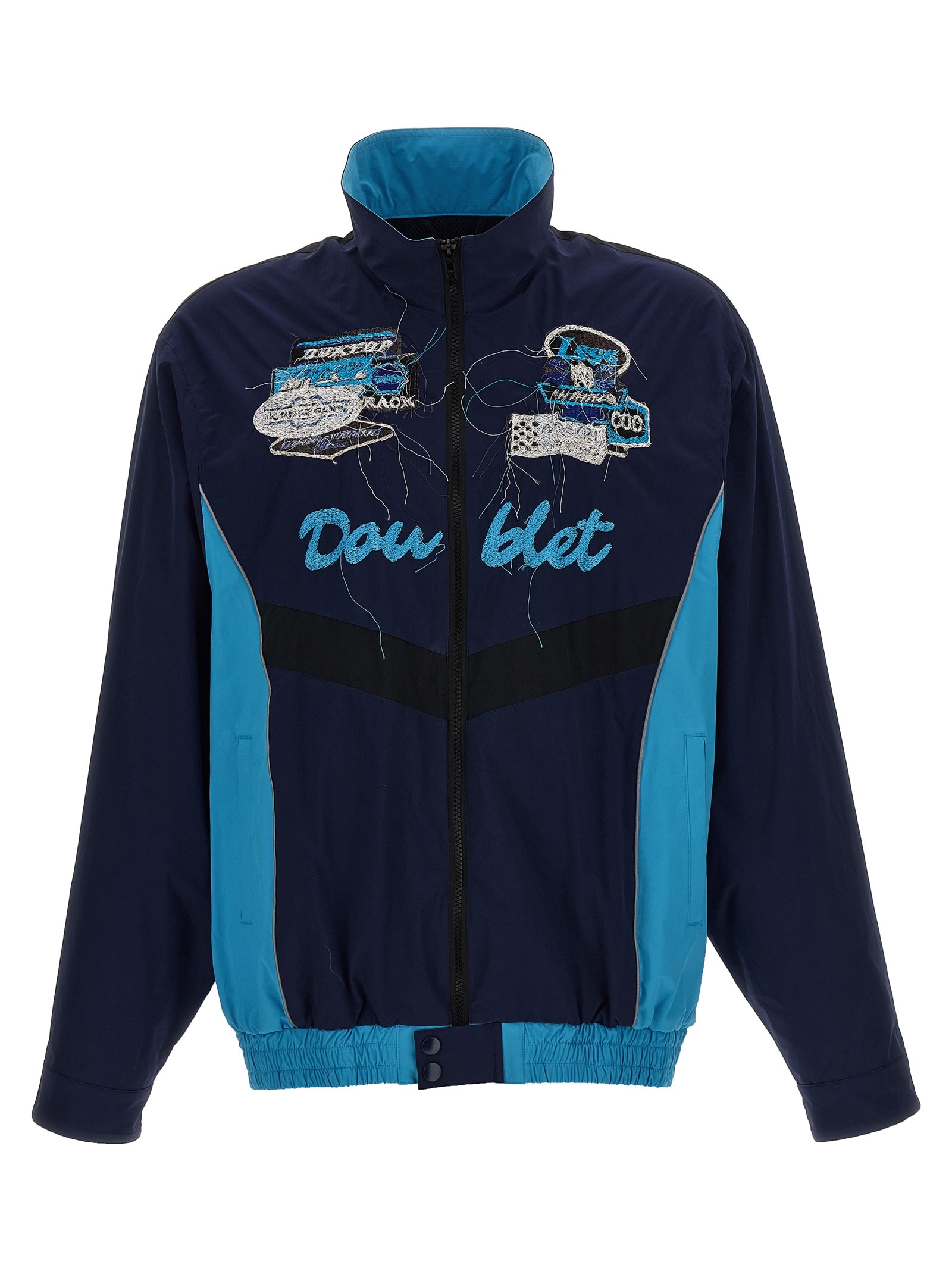 Shop Doublet A.i. Patches Embroidery Jacket In Blue