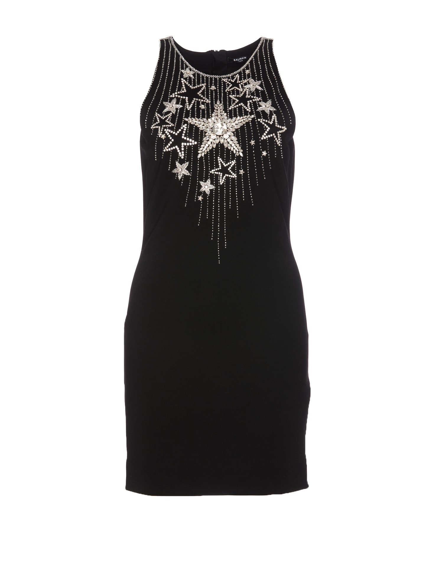 Shop Balmain Embroidered Mini Dress Stars Motiv In Black