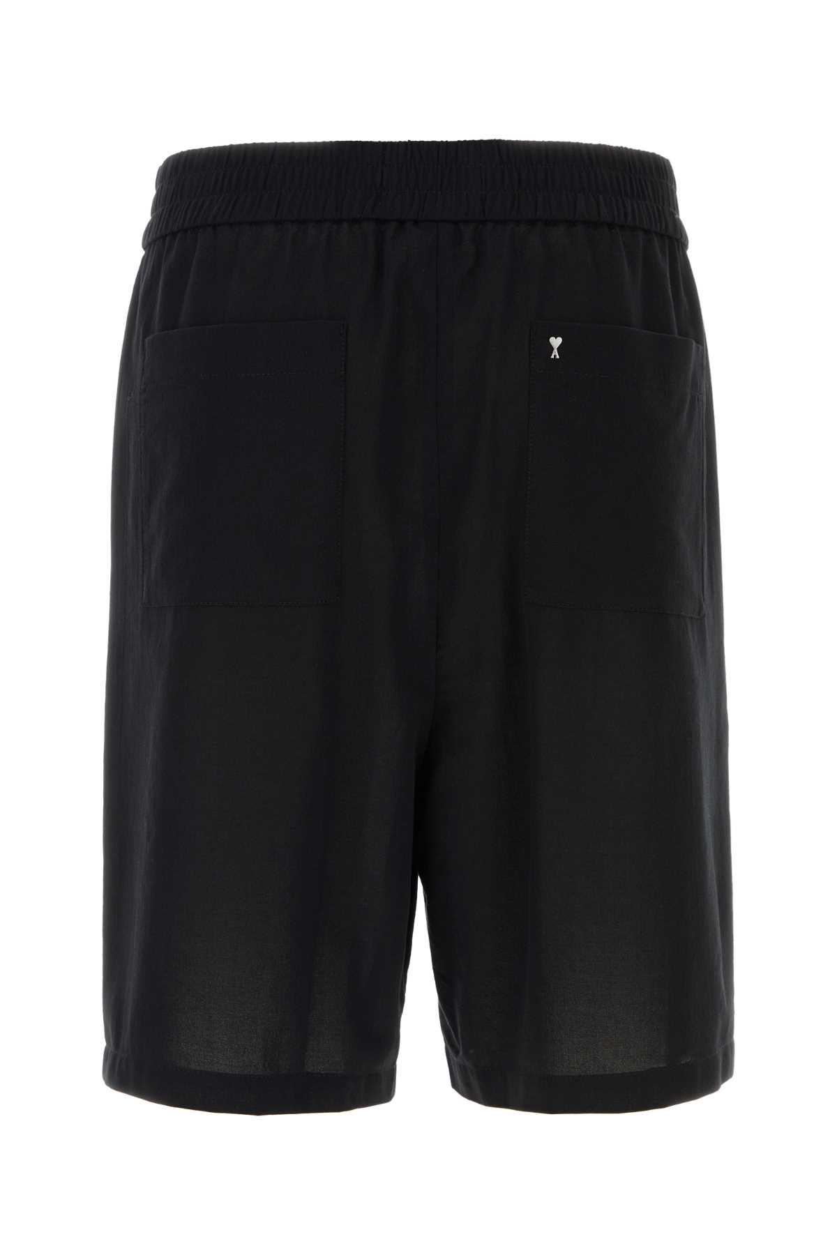 AMI ALEXANDRE MATTIUSSI BLACK COTTON BERMUDA SHORTS