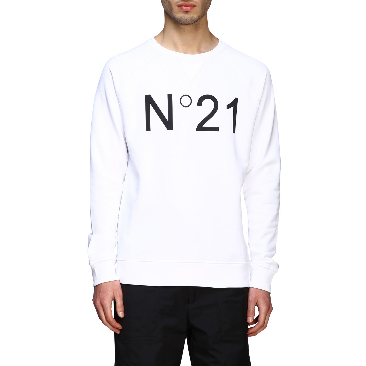 N°21 N° 21 Sweatshirt N &deg; 21 Crewneck Sweatshirt With Contrasting Logo In White