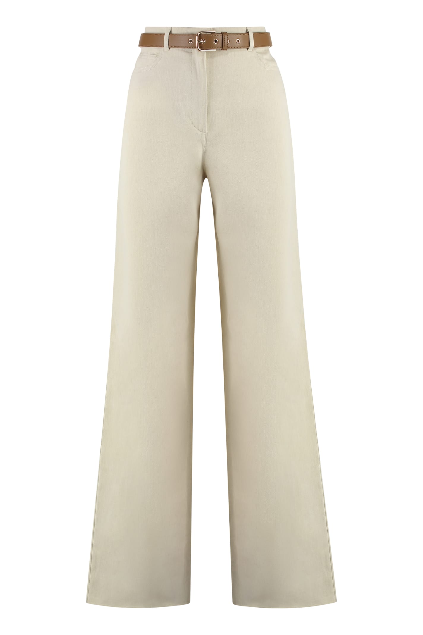 Shop Max Mara Cobalto Cotton Drill Trousers In Ecru