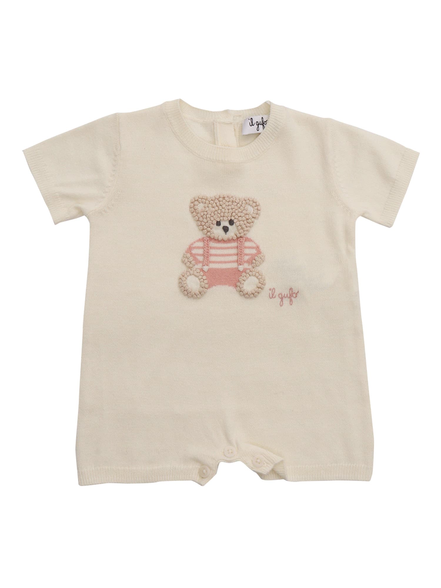 Il Gufo Short Knitted Romper In Neutral