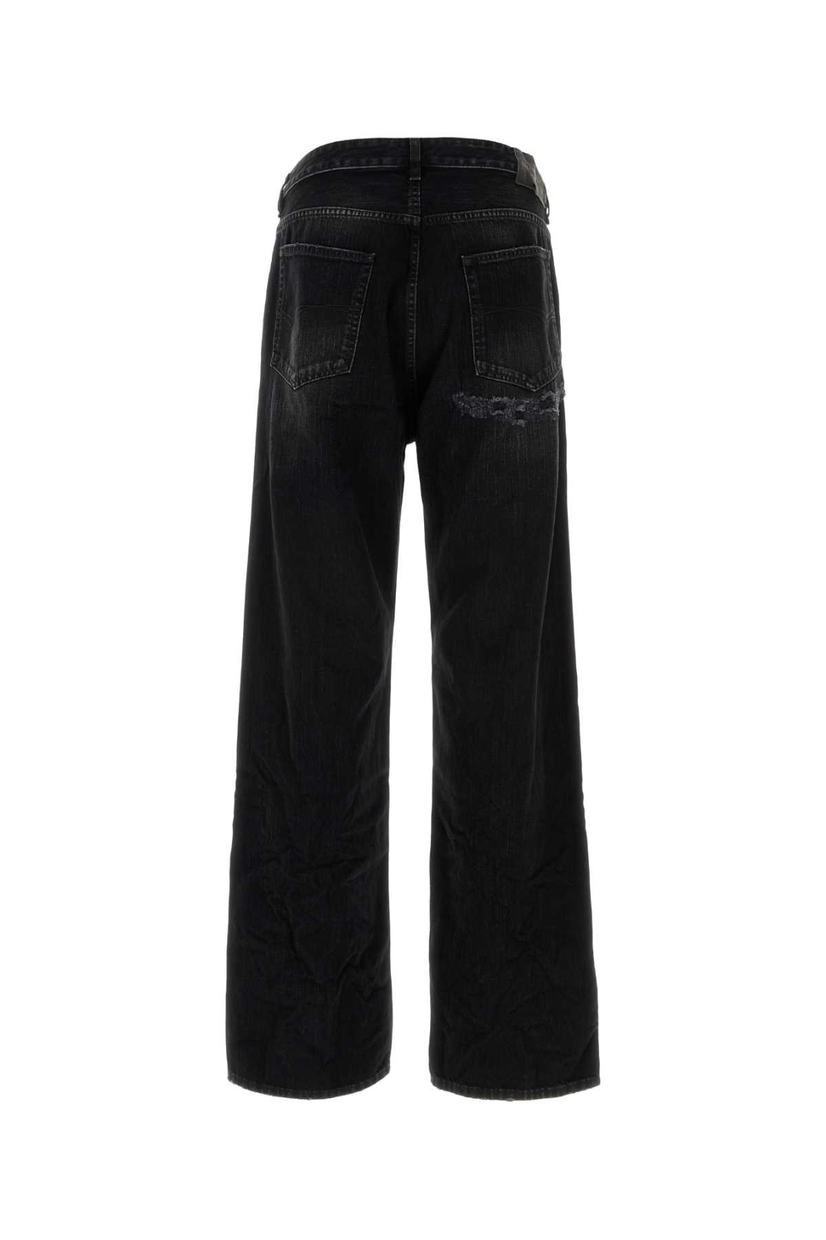 Balenciaga Black Denim Wide-leg Jeans In Black