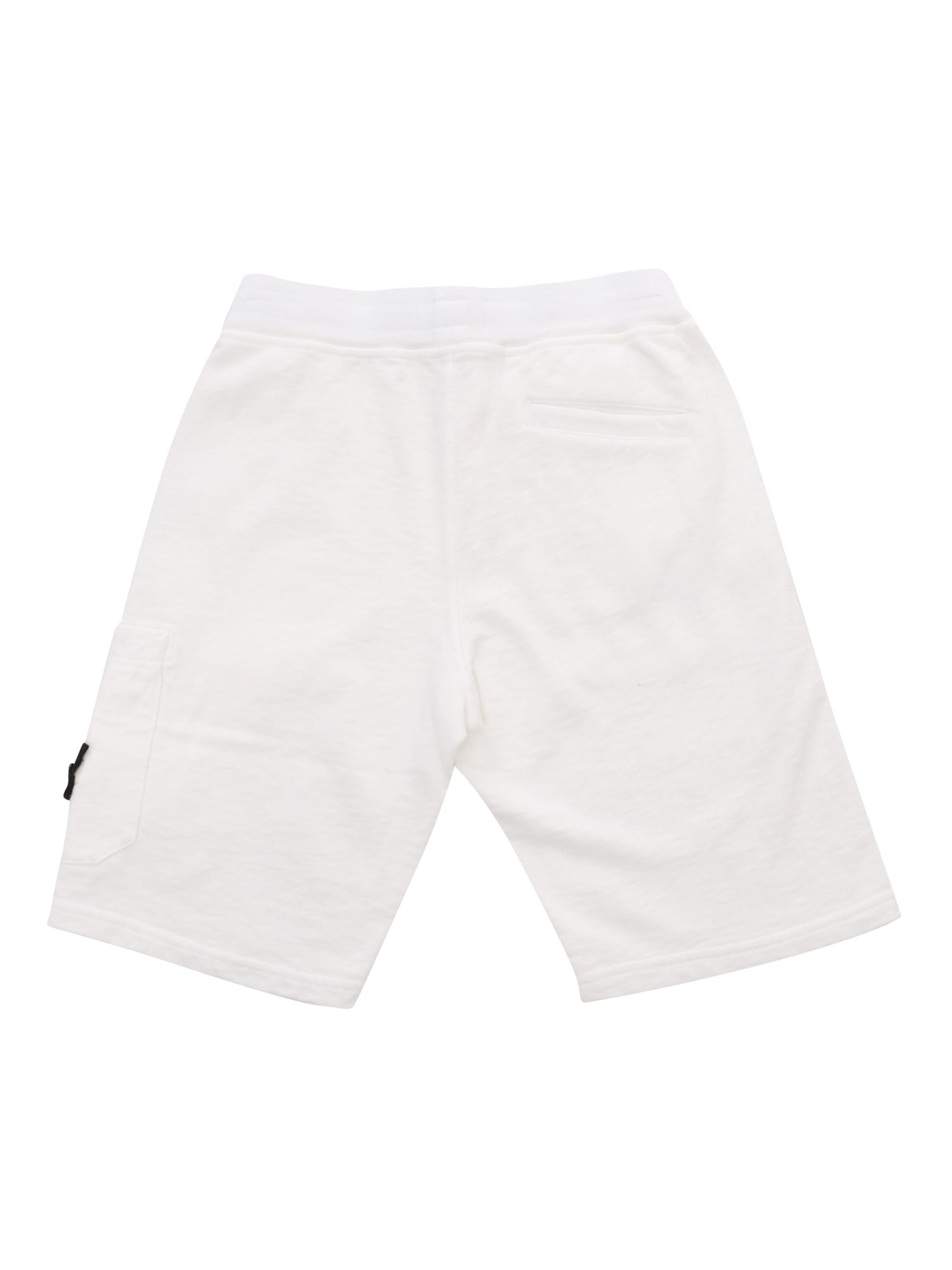 Shop Stone Island Junior White Fleece Bermuda Shorts