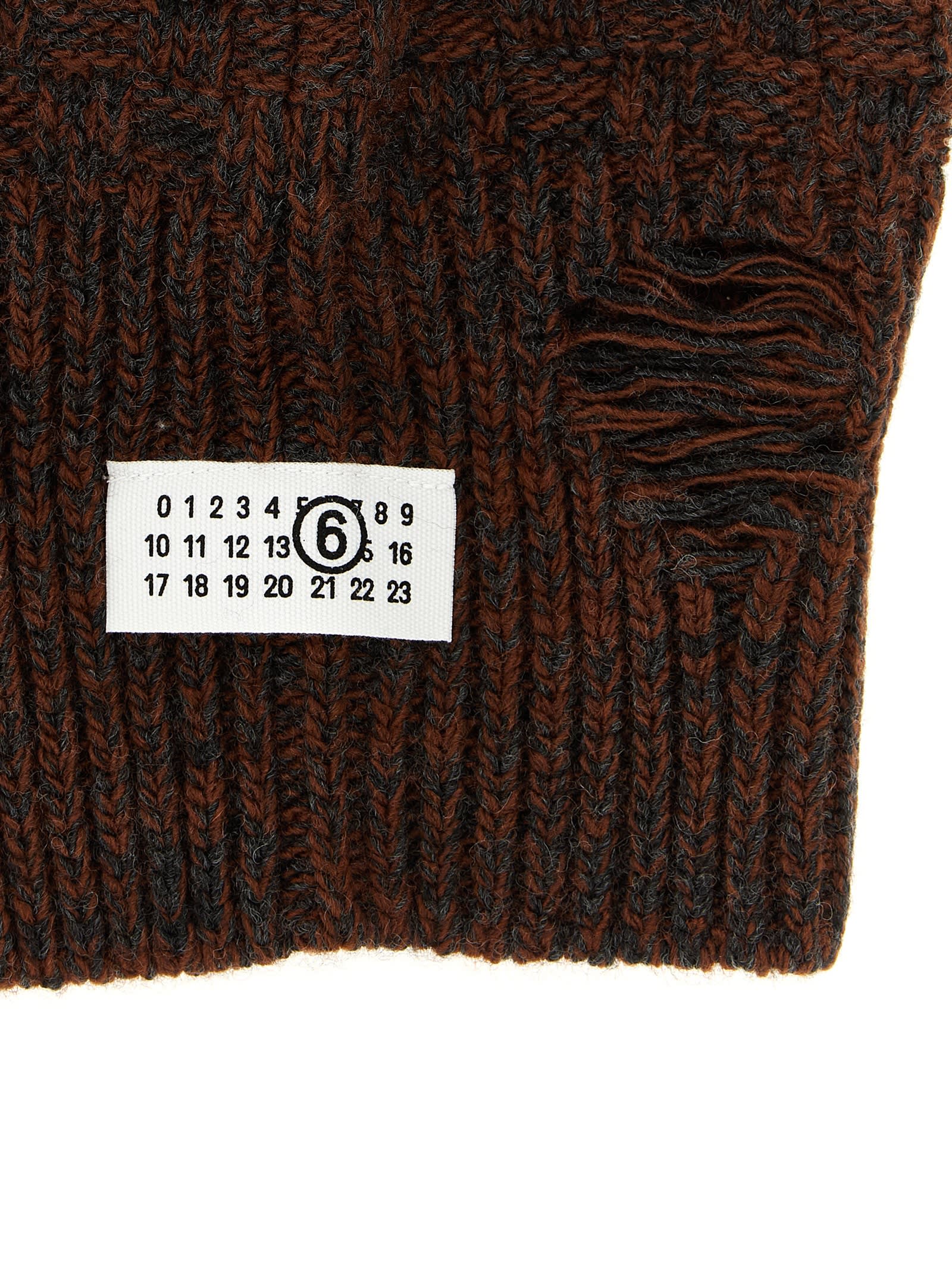 Mm6 Maison Margiela Mm6 By Maison Margiela Distressed Wool Balaclava In Brown