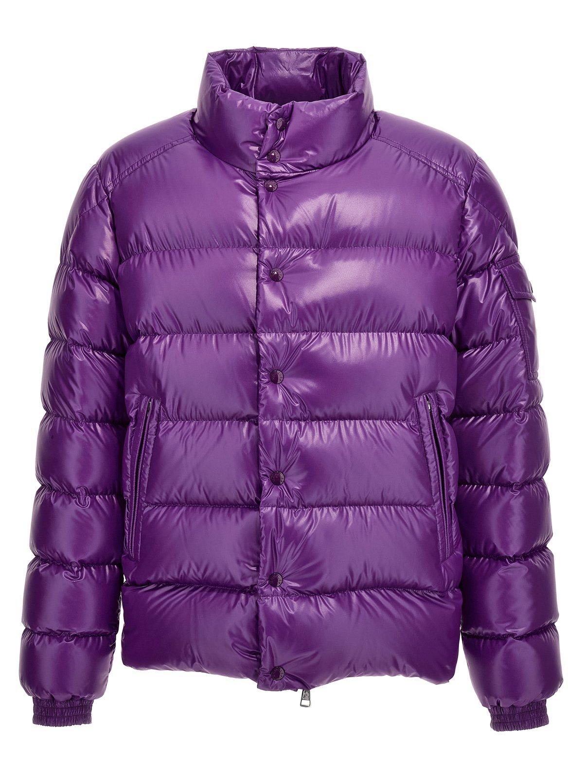 Shop Moncler Lule High Neck Zipup Padded Jacket In Purple