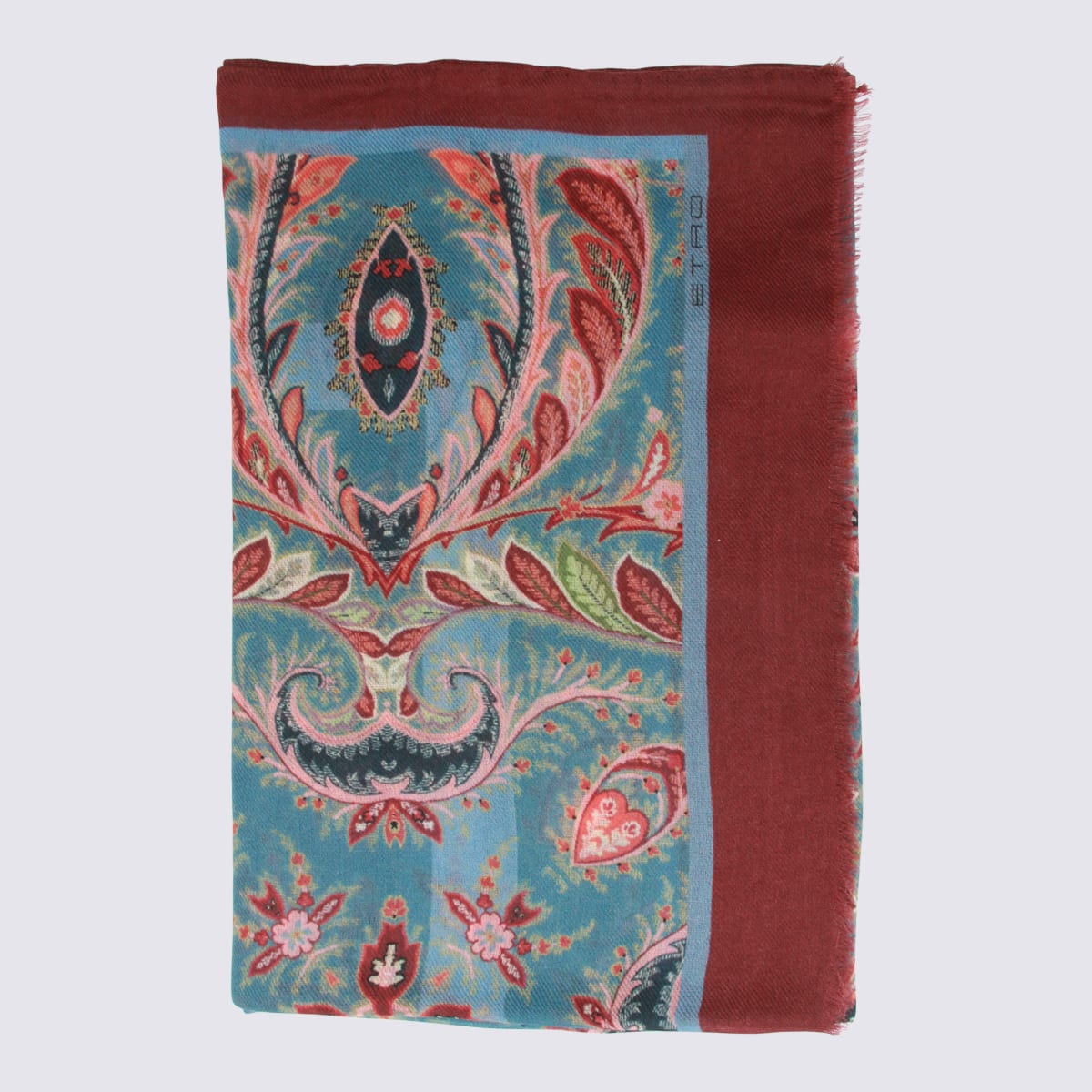 Etro Fringed Edges Paisley Pattern Scarf In Burgundy