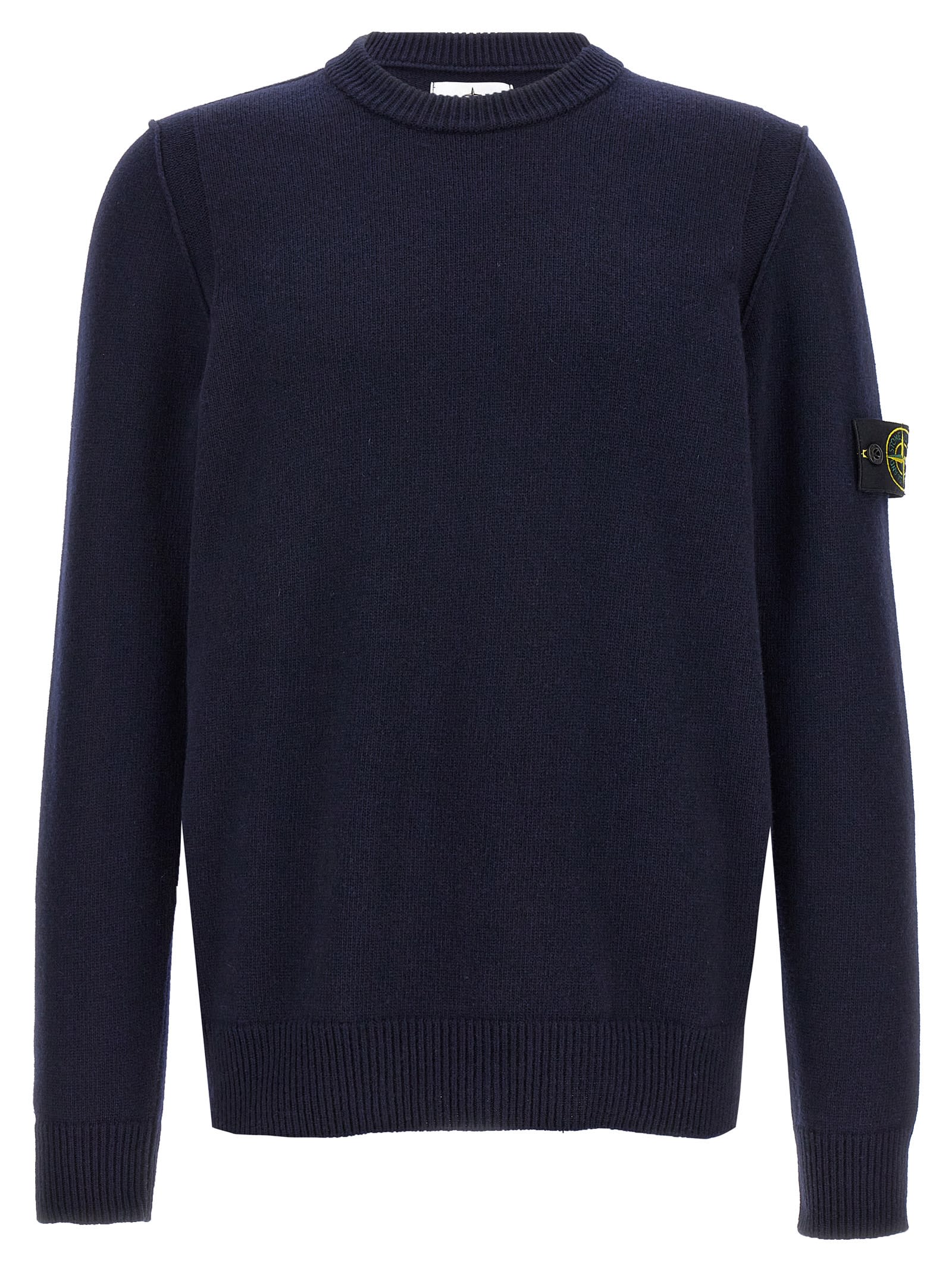 Shop Stone Island Logo Patch Sweater In Blue