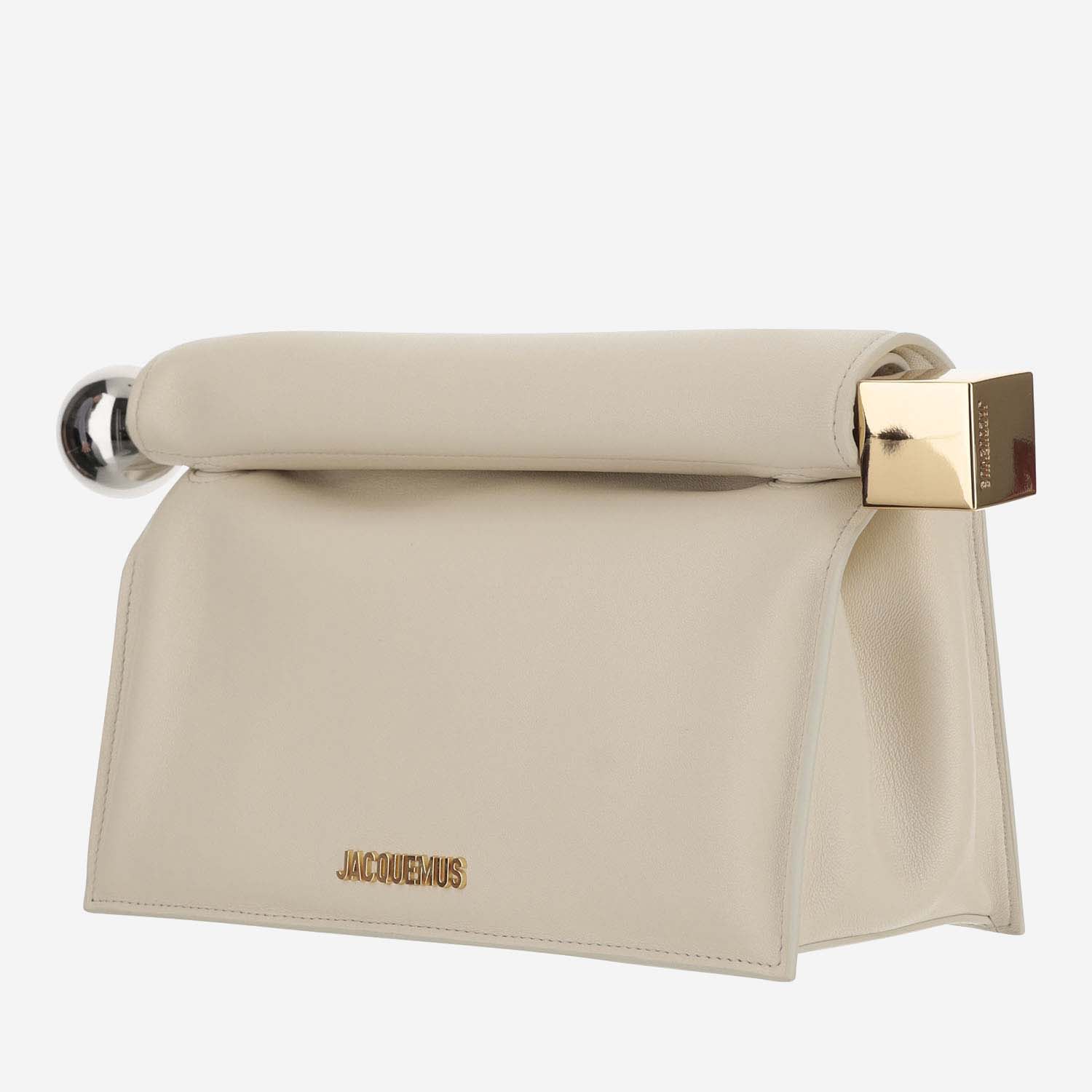 Shop Jacquemus La Pochette Rond Carré In Light Ivory