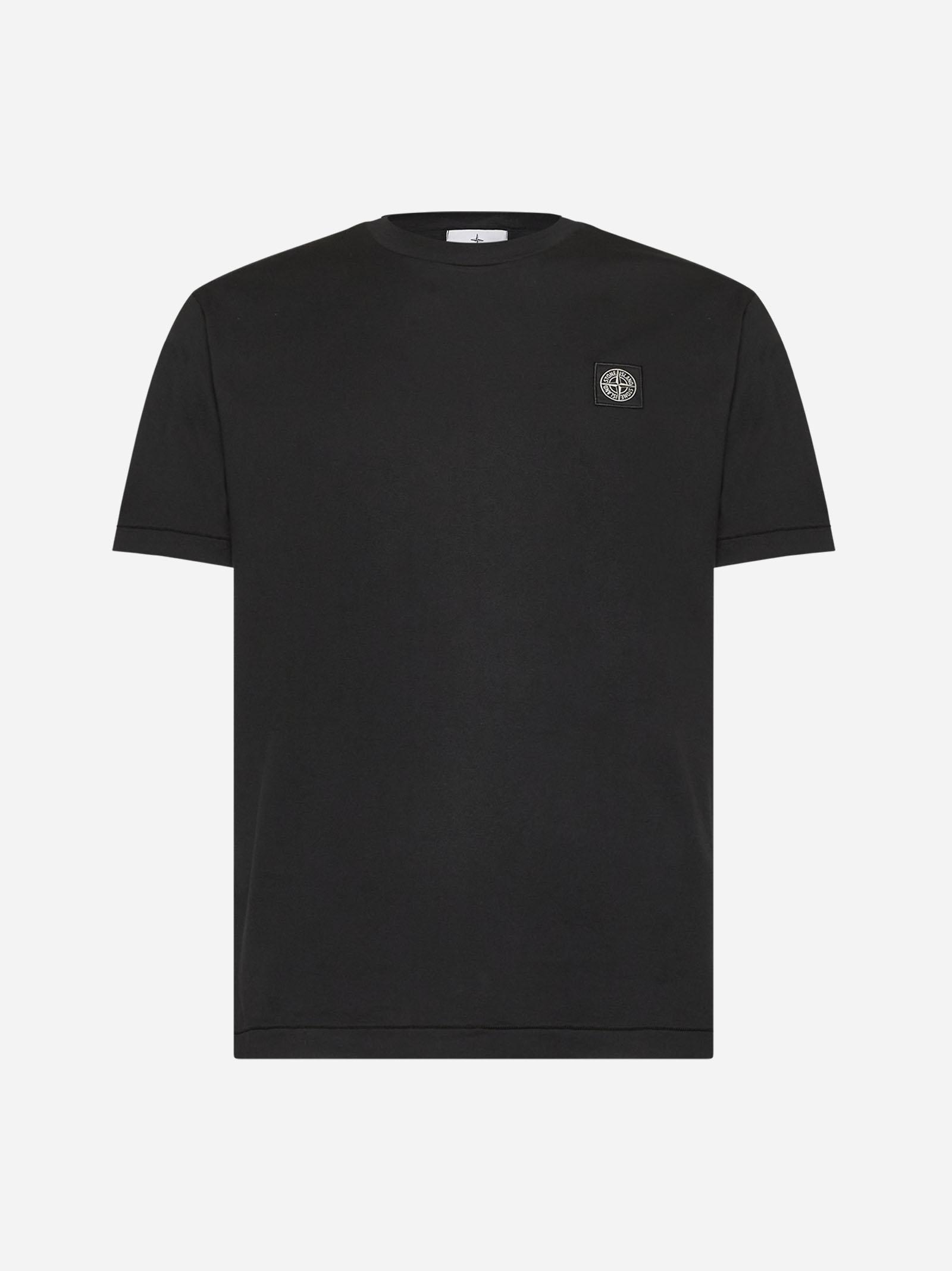 Black Cotton Logo Patch T-shirt