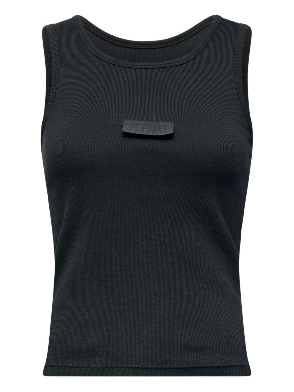 Mm6 Maison Margiela Numeric Logo Patch Stretch Cotton Tank In Blue