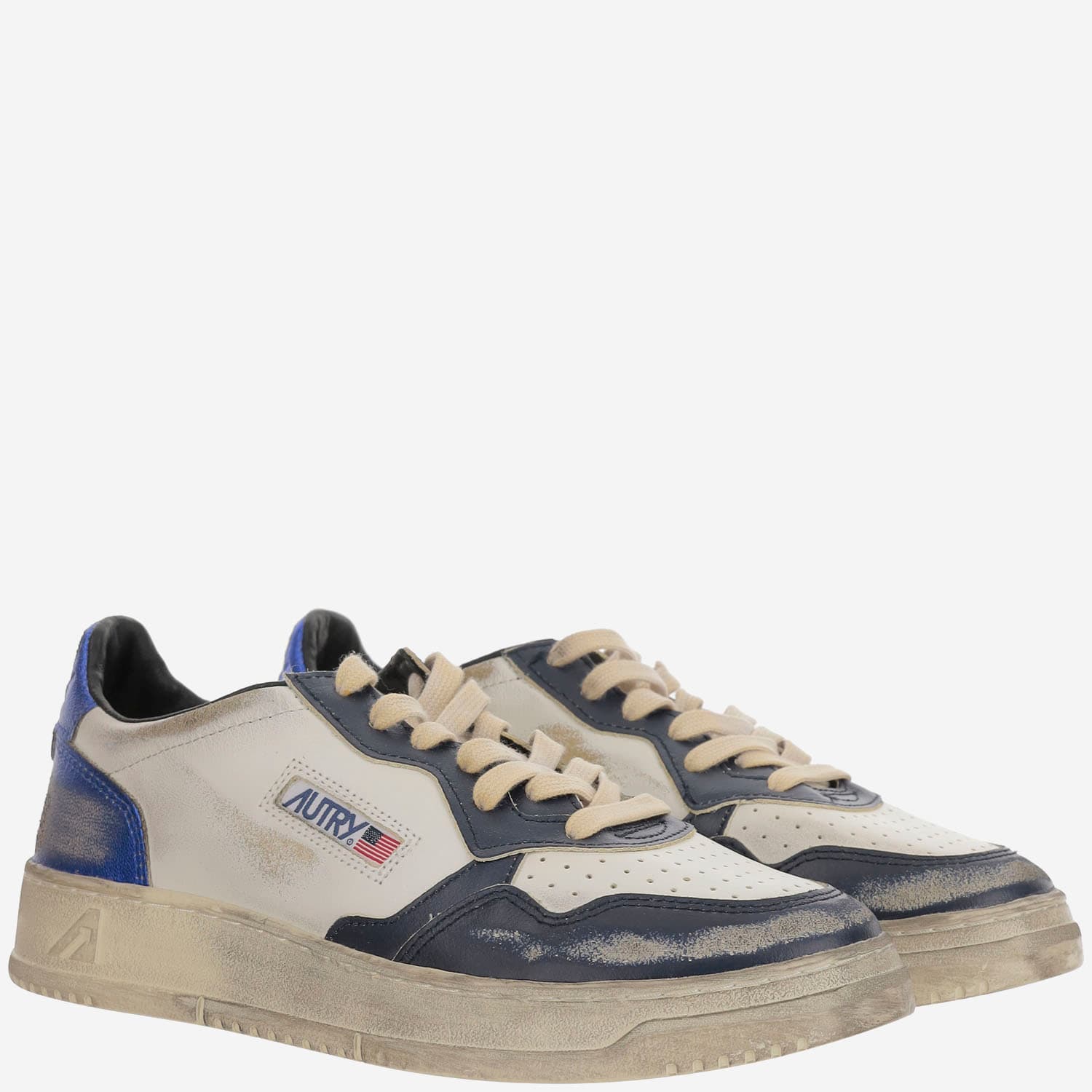 Autry Colorblock Low-top Sneakers With Lace-up Front And Signature Details In Gray