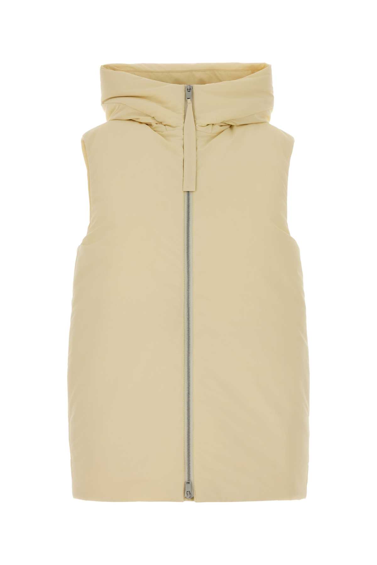 Jil Sander Hooded Sleeveless Padded Down Coat In Yellow
