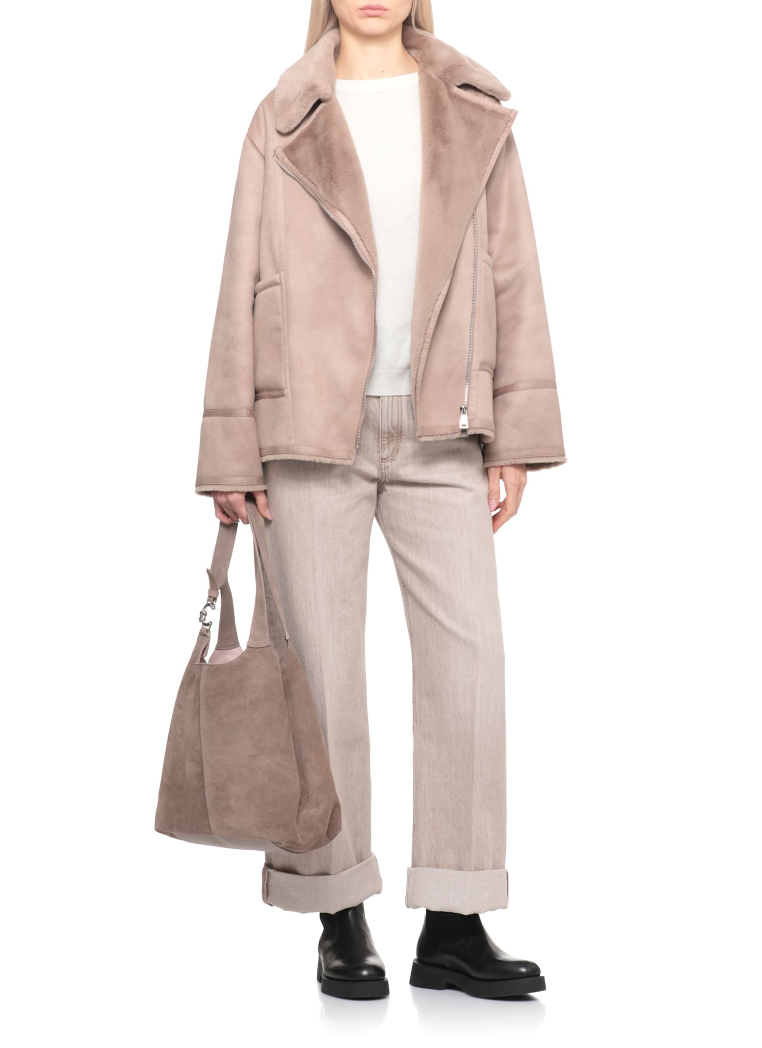 Betta Corradi Synth Leather Jacket In Brown