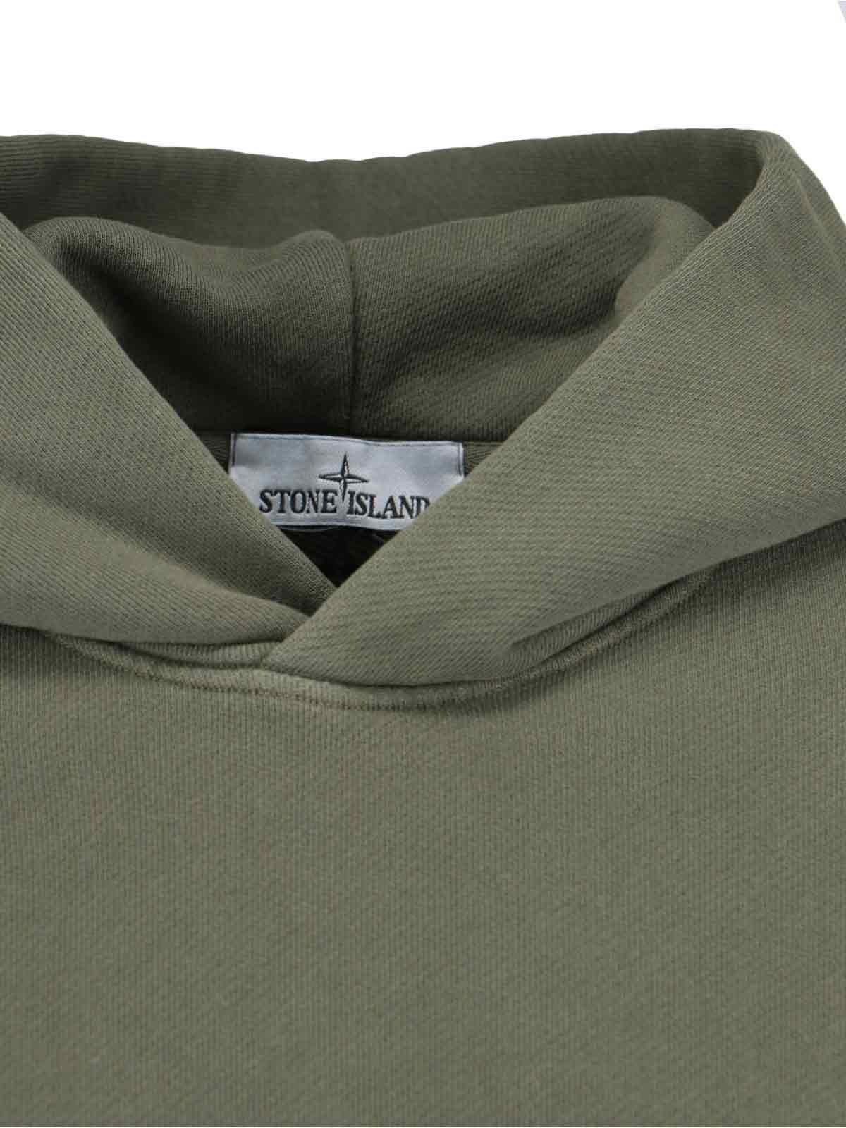 Shop Stone Island Logo Hoodie In Green