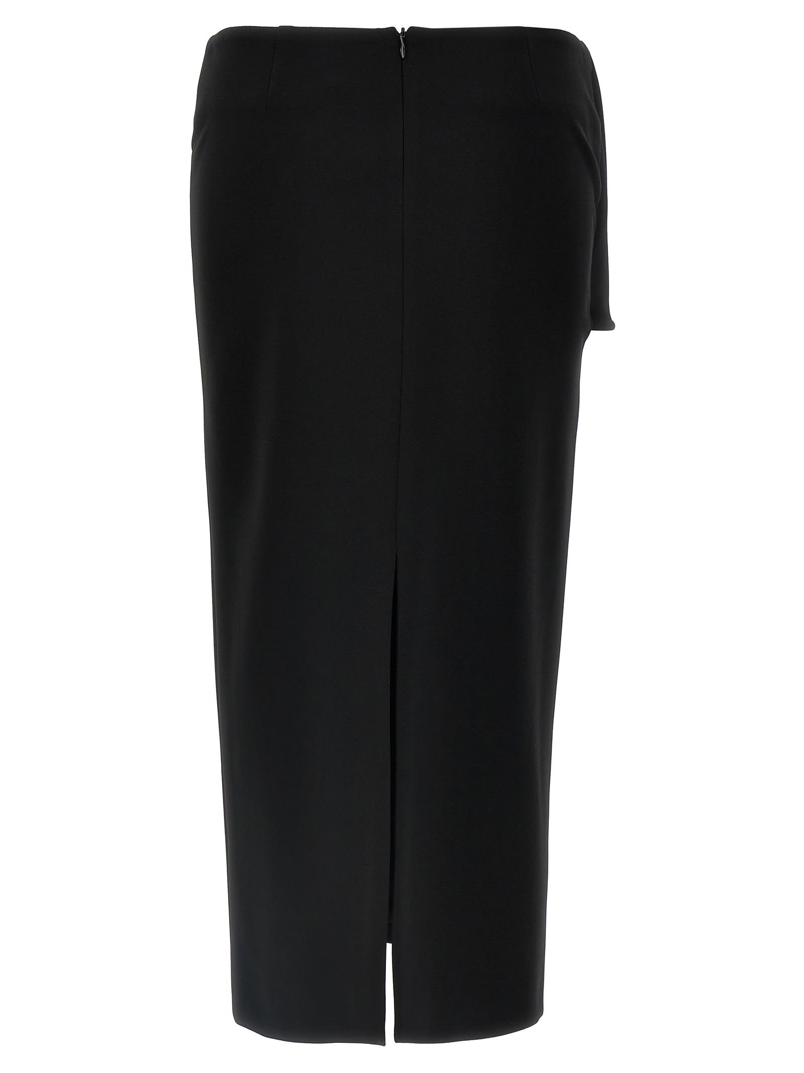 Magda Butrym Midi Skirt With Maxi 3d Floral Detail In Black