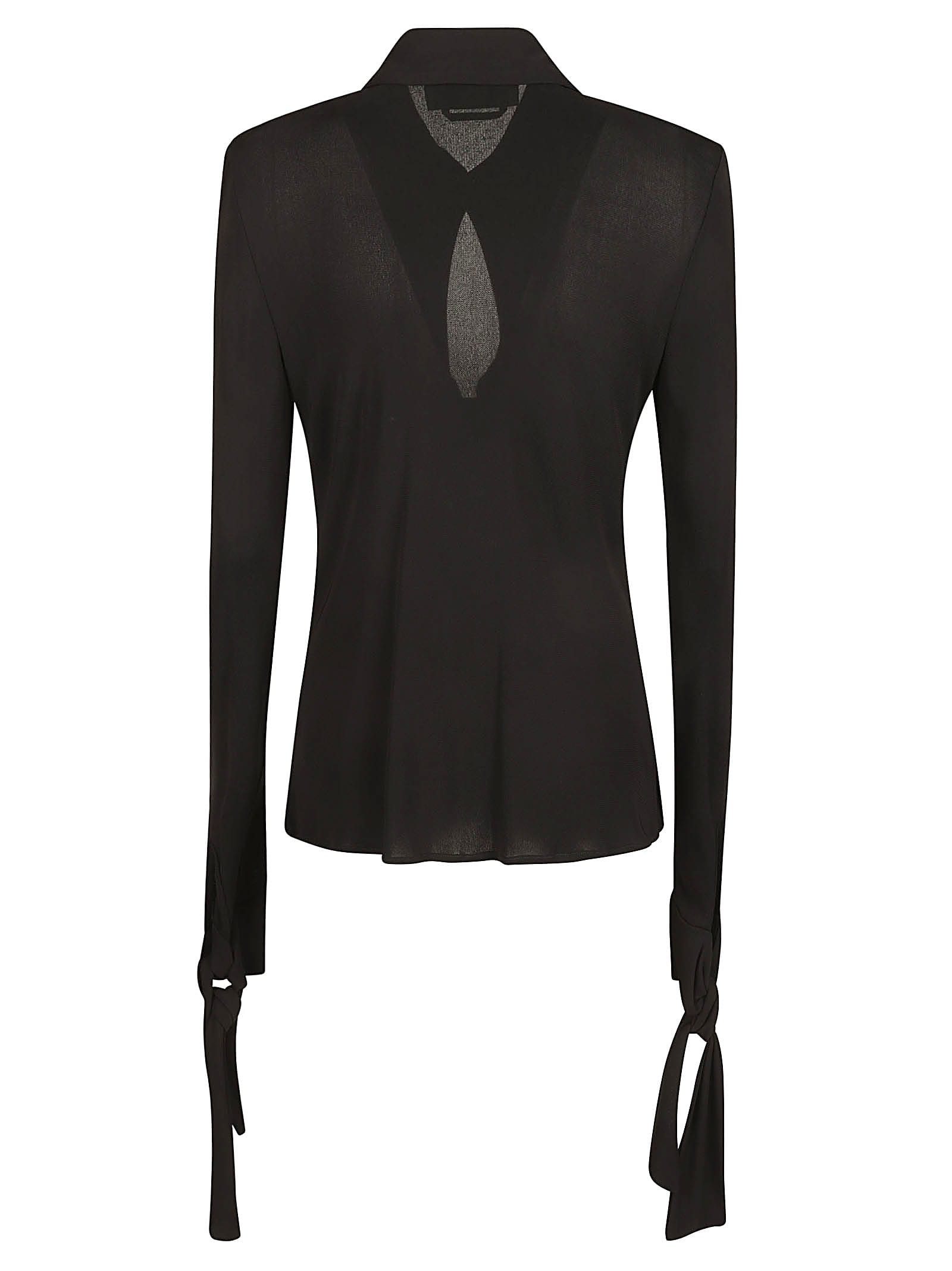 Shop Msgm Fitted Long-sleeved Shirt In Black