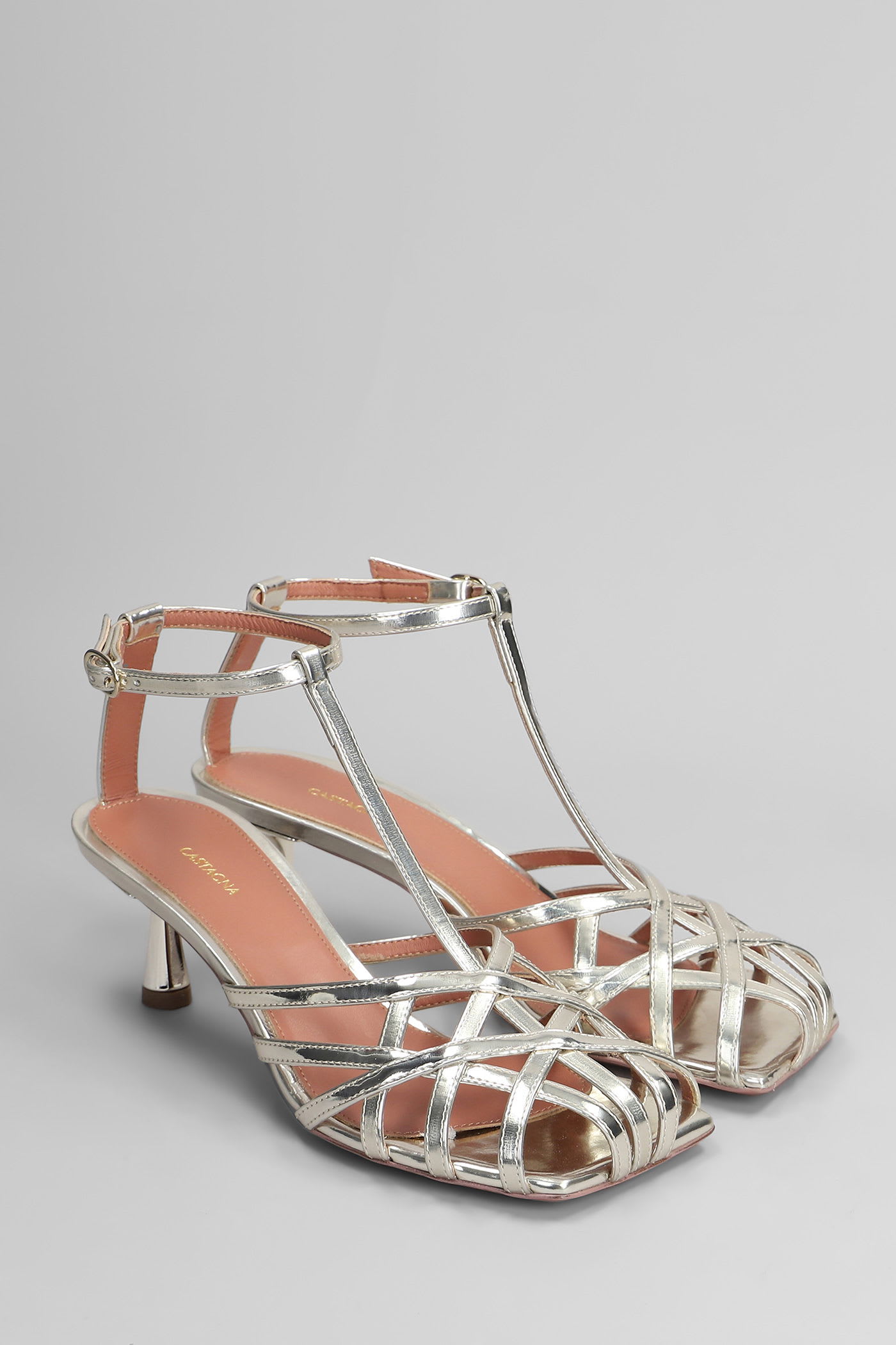 Aldo Castagna Manila Sandals In Platinum Leather In Multi