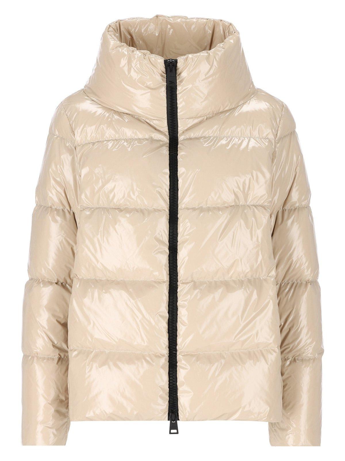 Herno Zipped Hooded Down Jacket In Neutral