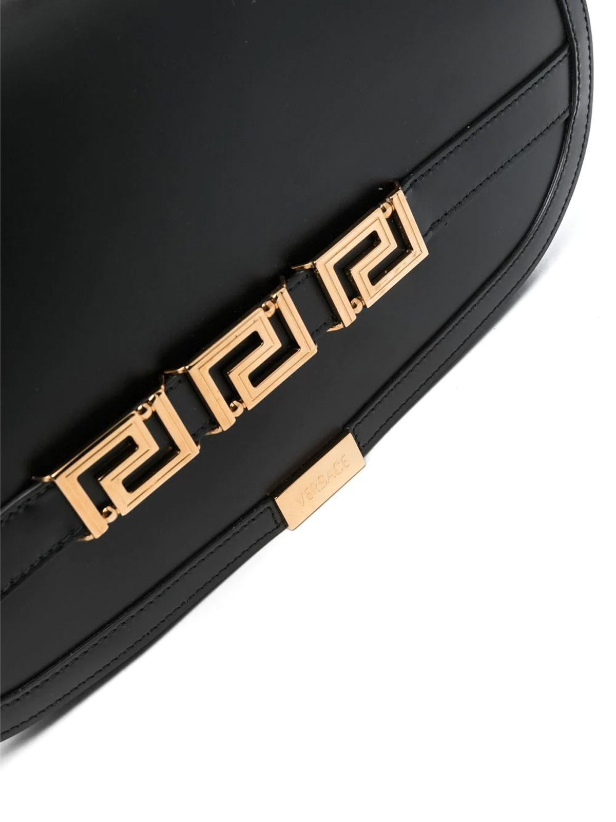 Shop Versace Cow Leather Clutch In V Black Gold