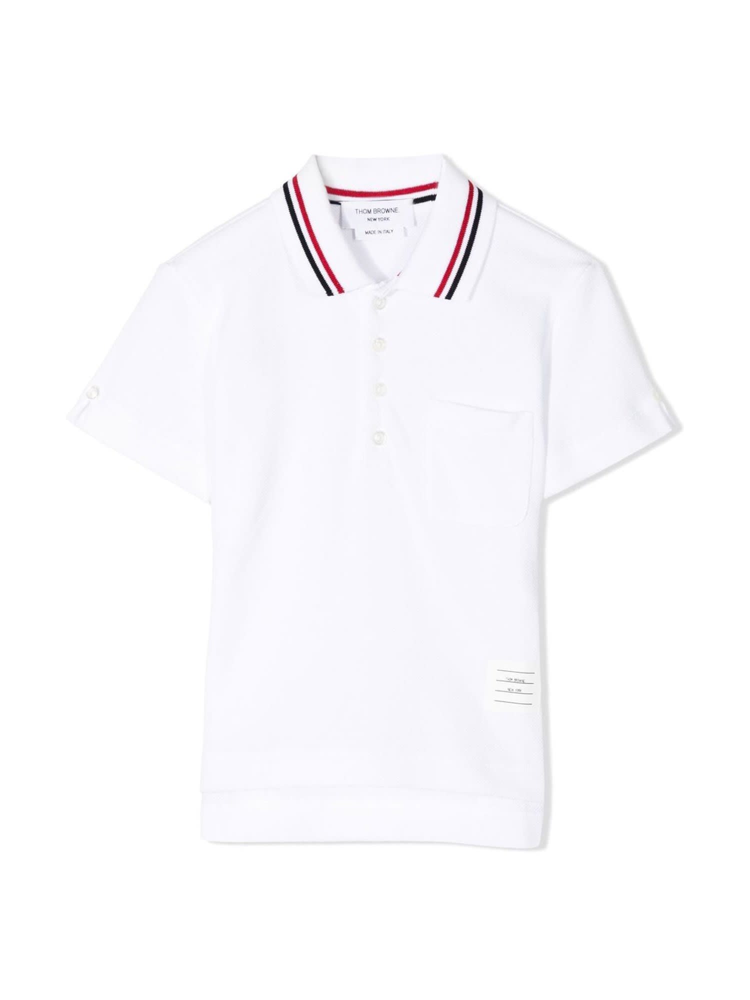 Thom Browne Short Sleeve Polo In Classic Pique