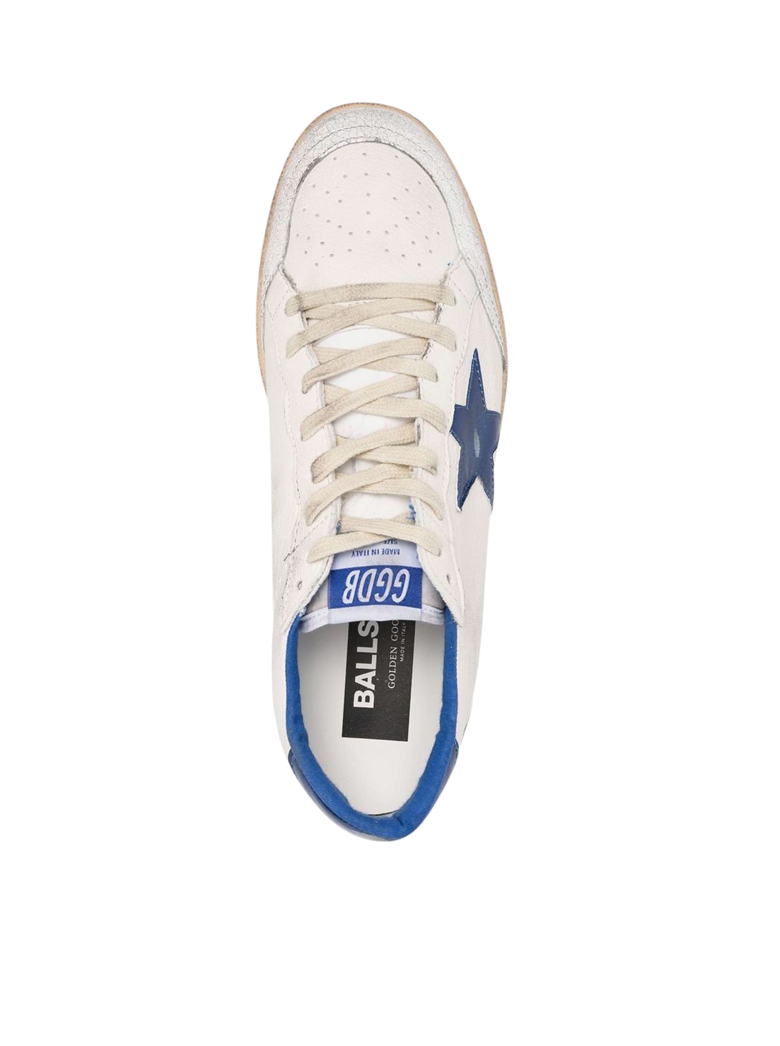 Shop Golden Goose Ball Star Sneakers In White/bluette