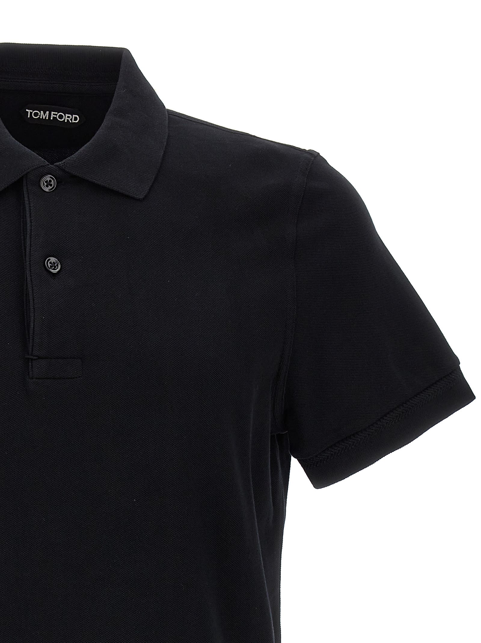 Shop Tom Ford Logo Embroidery Polo Shirt In Black