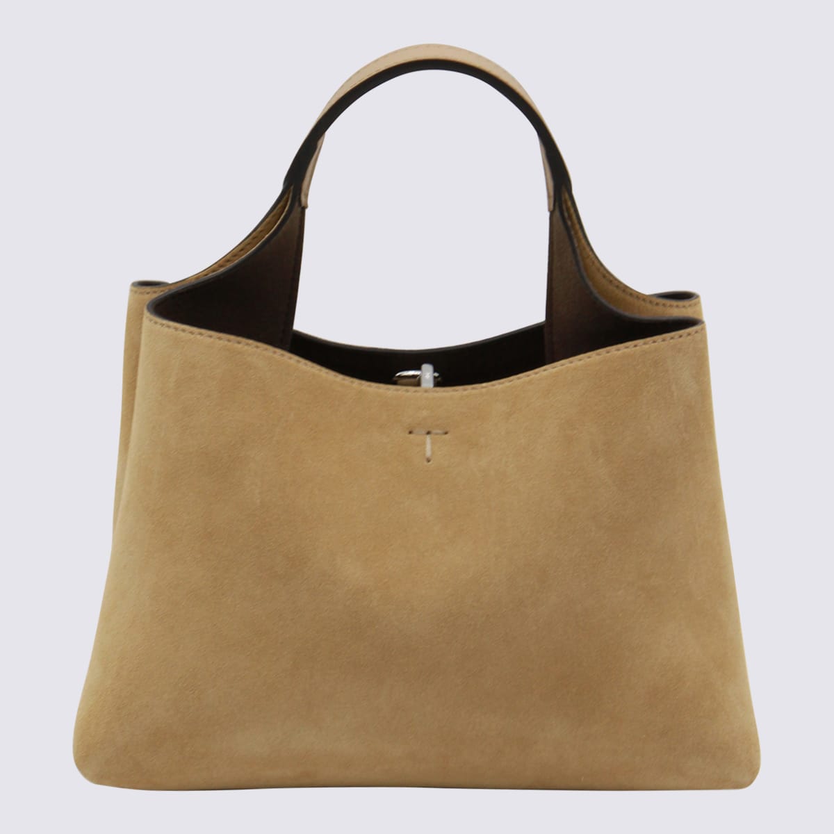 Tod's Cream Leather Top Handle Bag In Brown