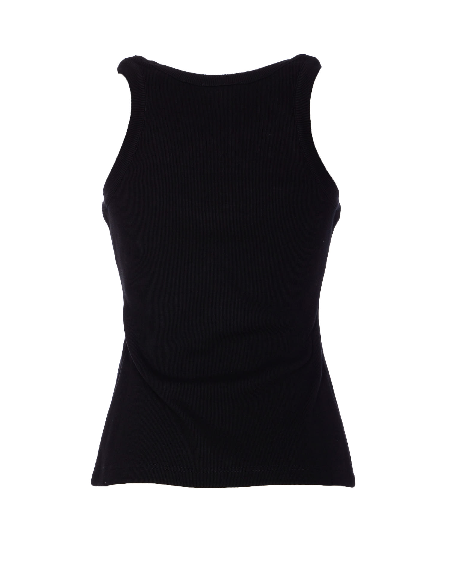 Alexander Mcqueen Ribbed Texture Sleeveless Top In Black