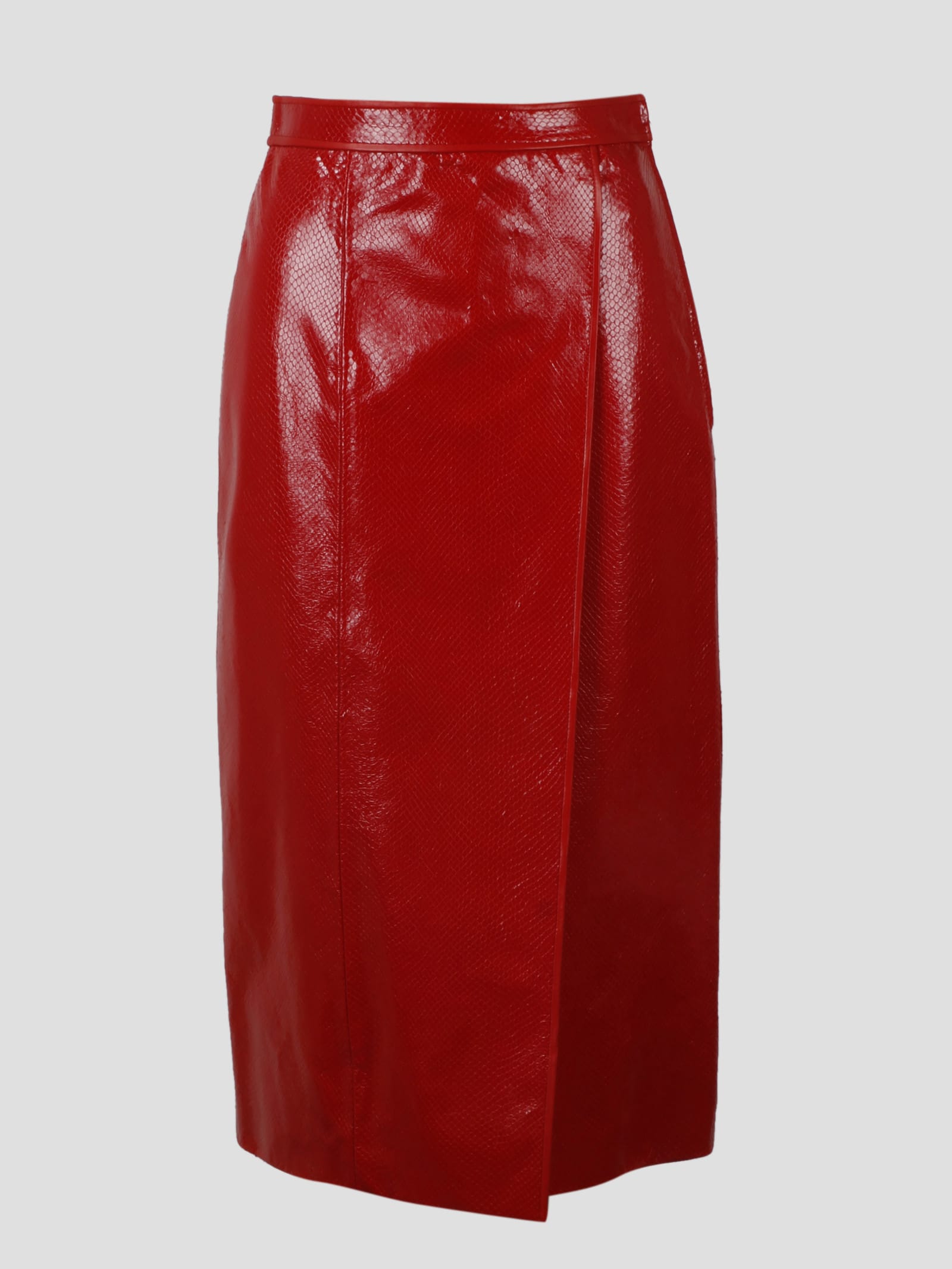 Gucci Python Print Leather Skirt