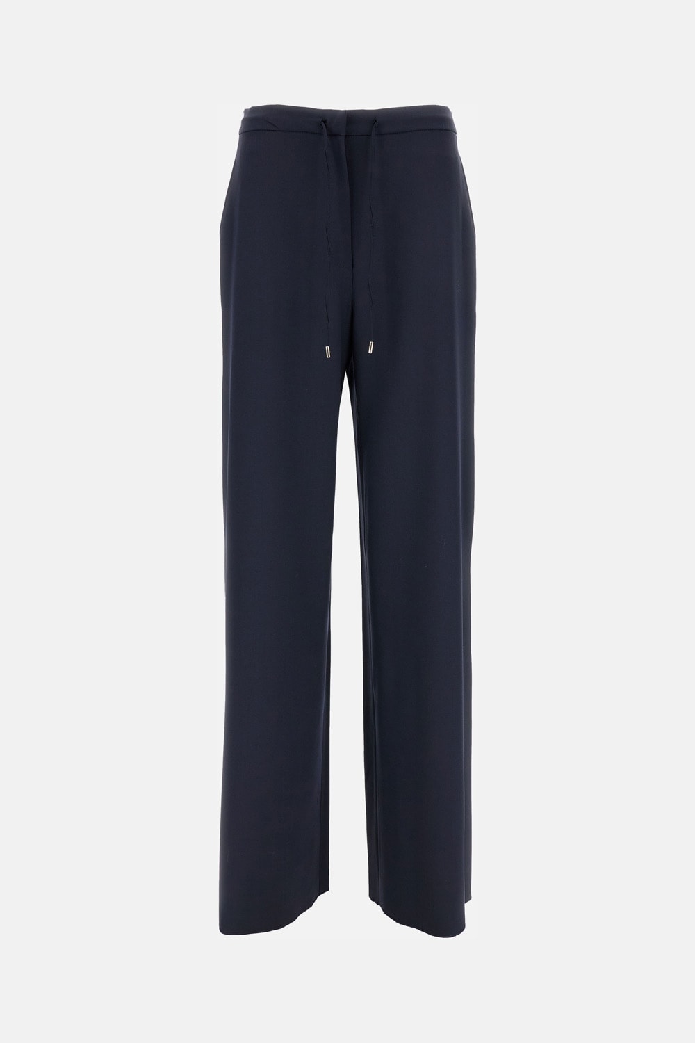Max Mara Dark Blue Solid Relaxed Fit Pants In Blue