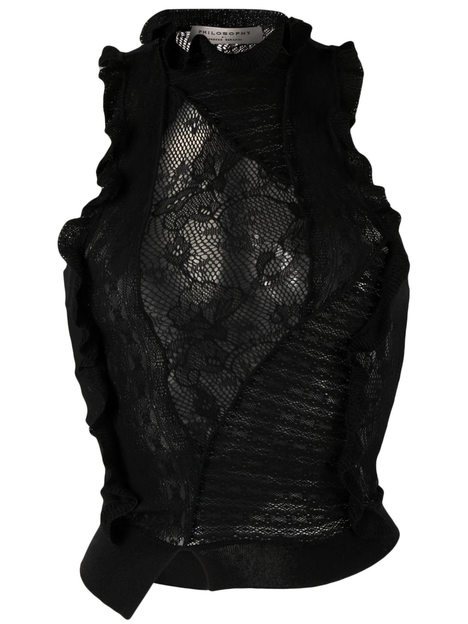 ボトムスその他 Philosophy Di Lorenzo Serafini Tailored Black Acetate Vest Philosophy Di Lorenzo Serafini V-neck Satin Waistcoat