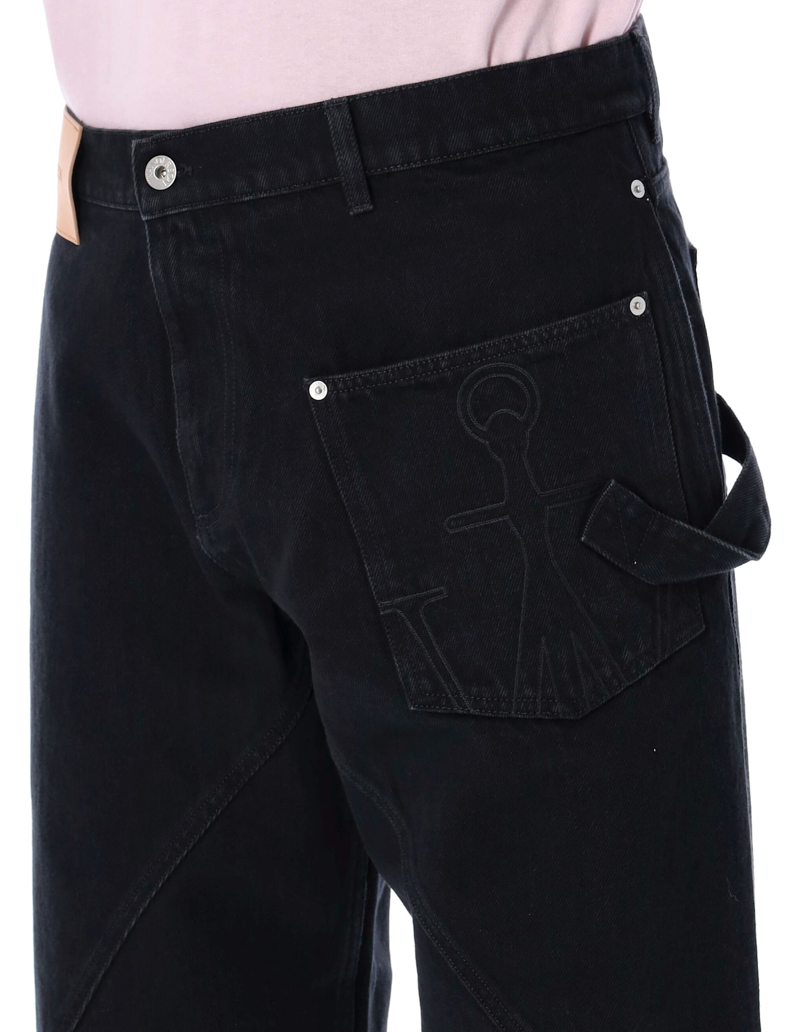 Jw Anderson Twisted Workwear Denim Jeans In Black
