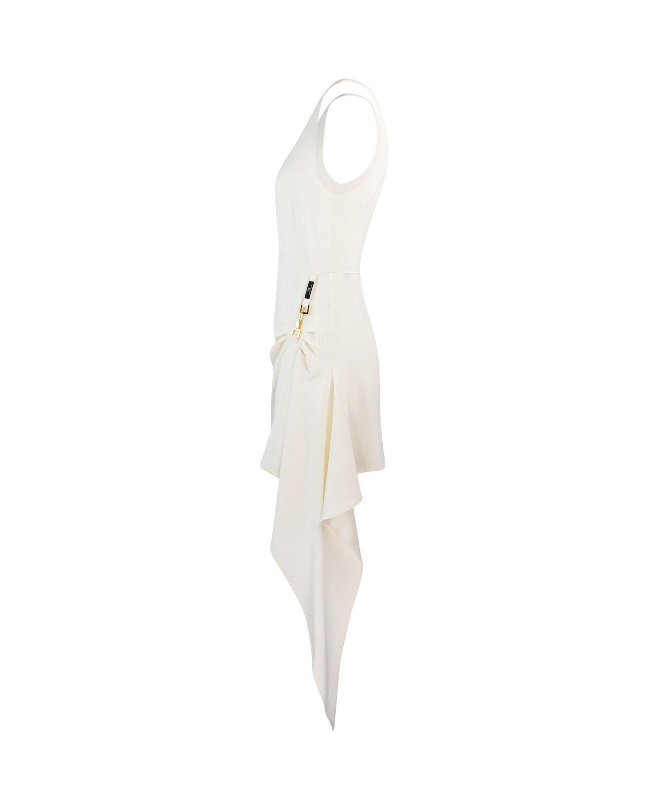 Shop Elisabetta Franchi Sleeveless Draped Mini Dress In Burro
