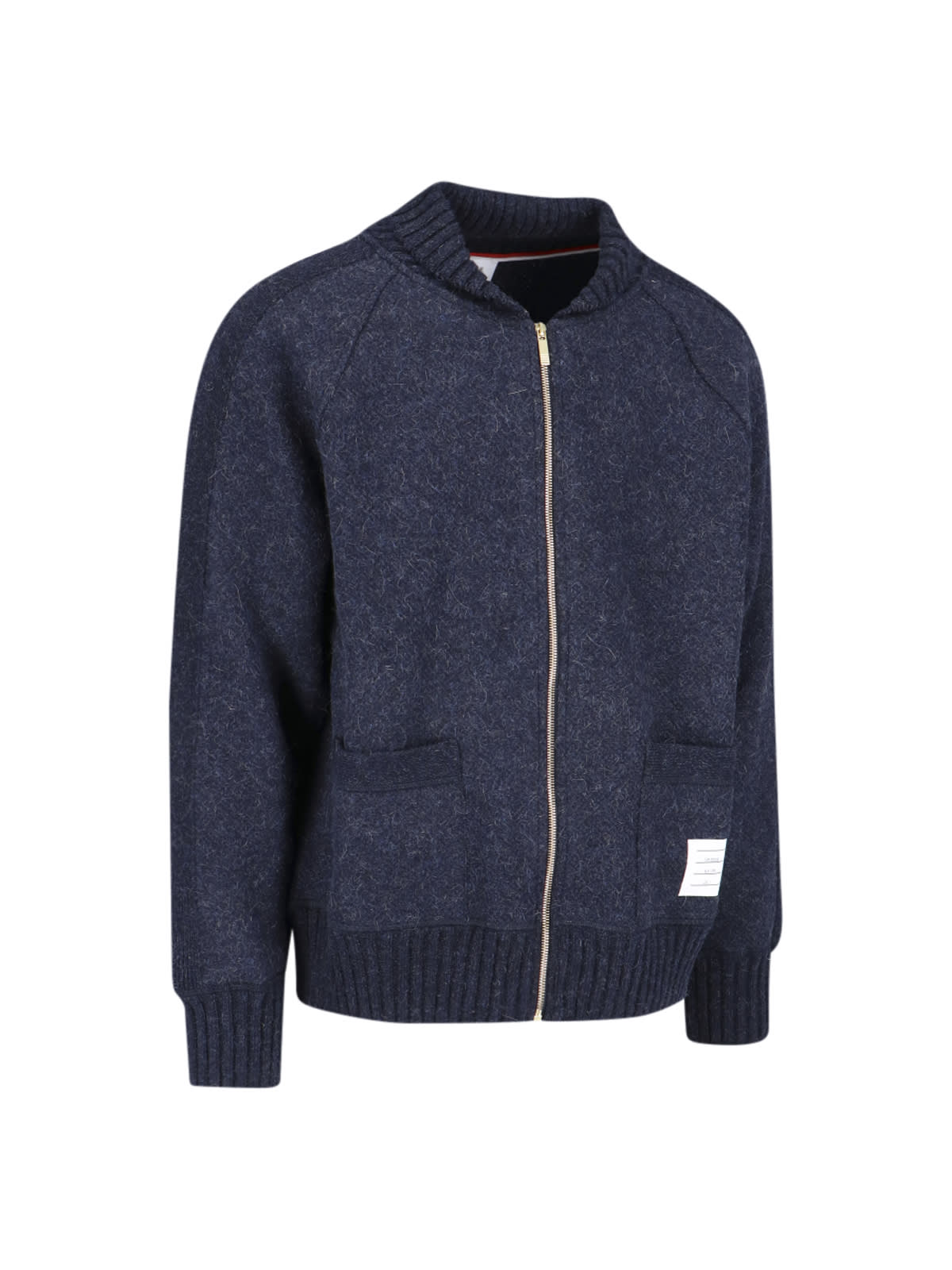 Shop Thom Browne Zip Sweater In Blue