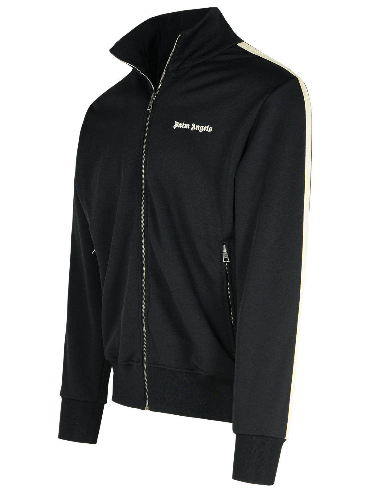 Shop Palm Angels Track Logo Zip Sweatshirt In Black