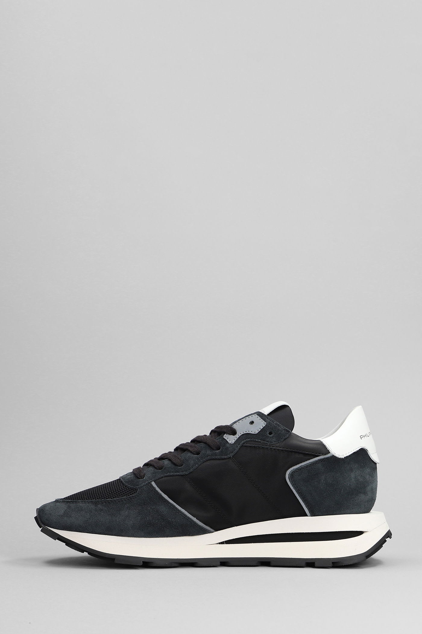 Philippe Model Tropez Haute Low Sneakers In Black Suede And Fabric In Black