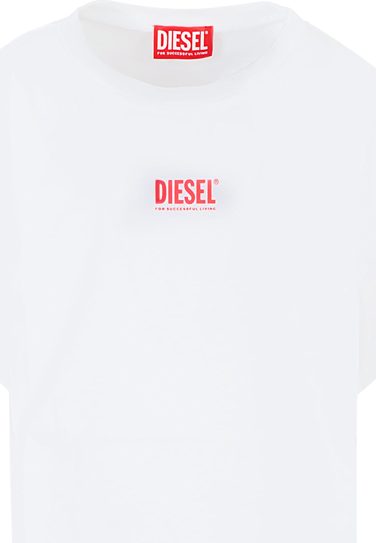 Diesel White Dress For Girl With Logo In White