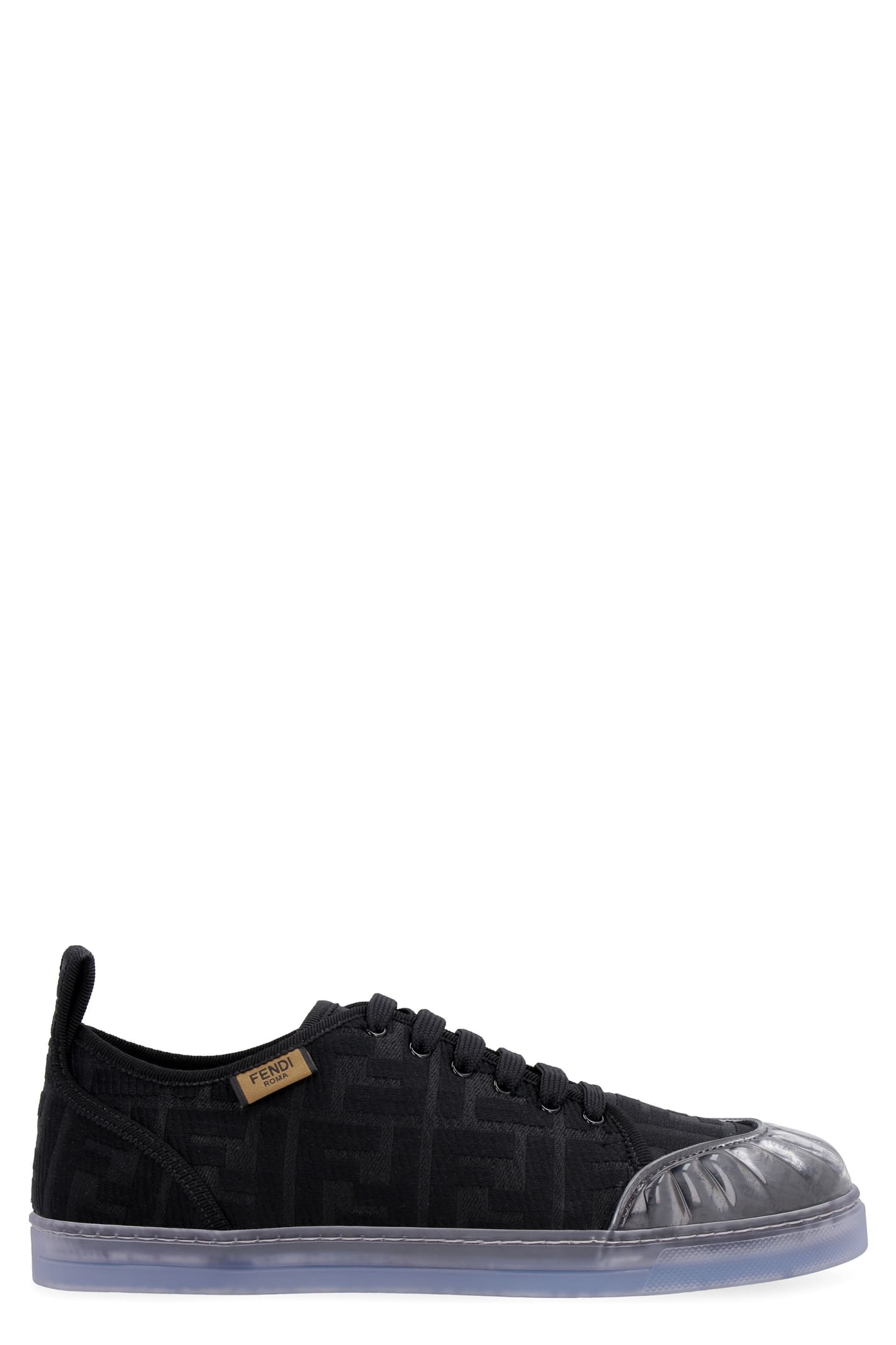 Shop Fendi Canvas Low-top Sneakers In Black