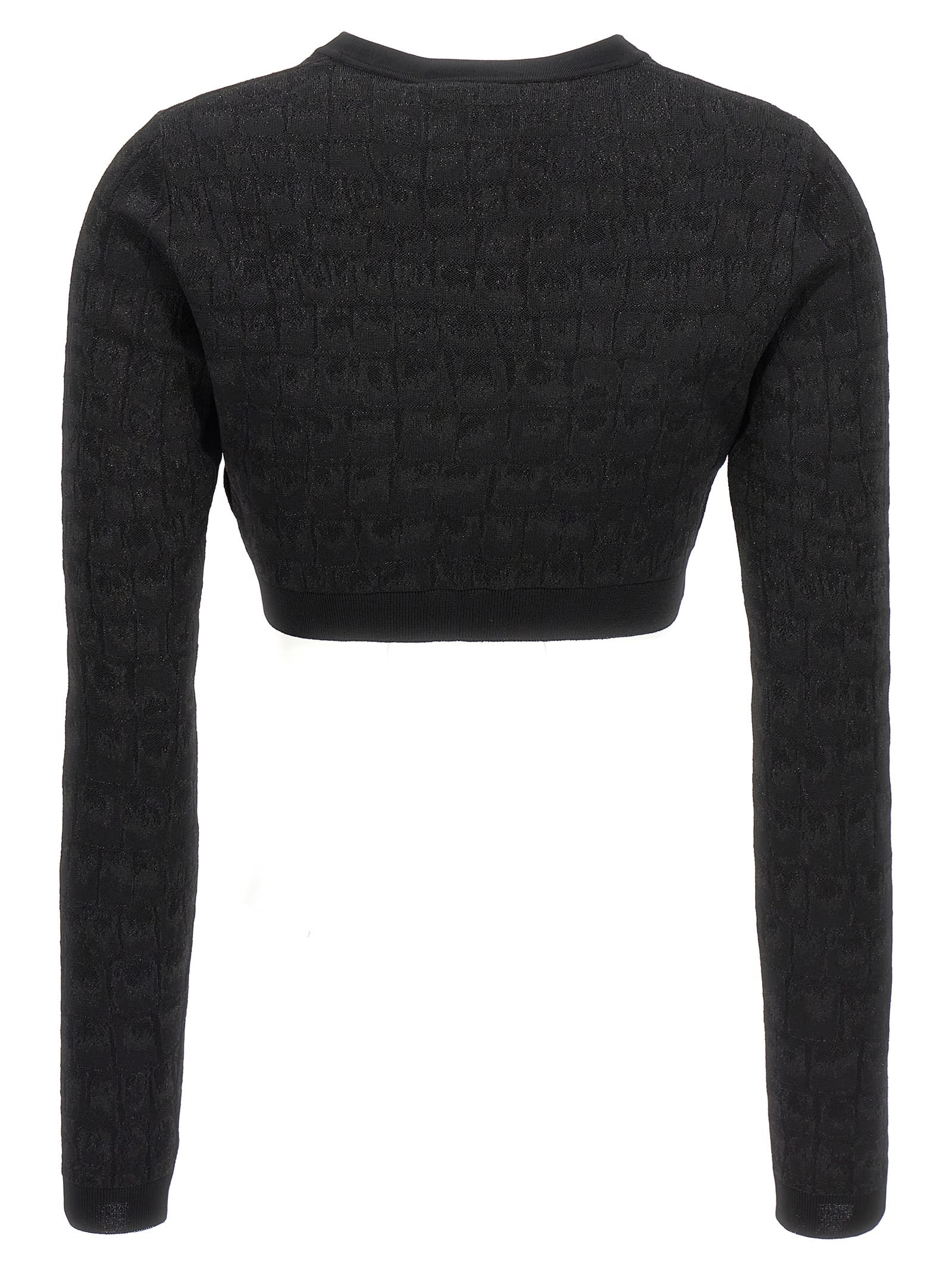 Shop Versace Crocodile-effect Cardigan In Black