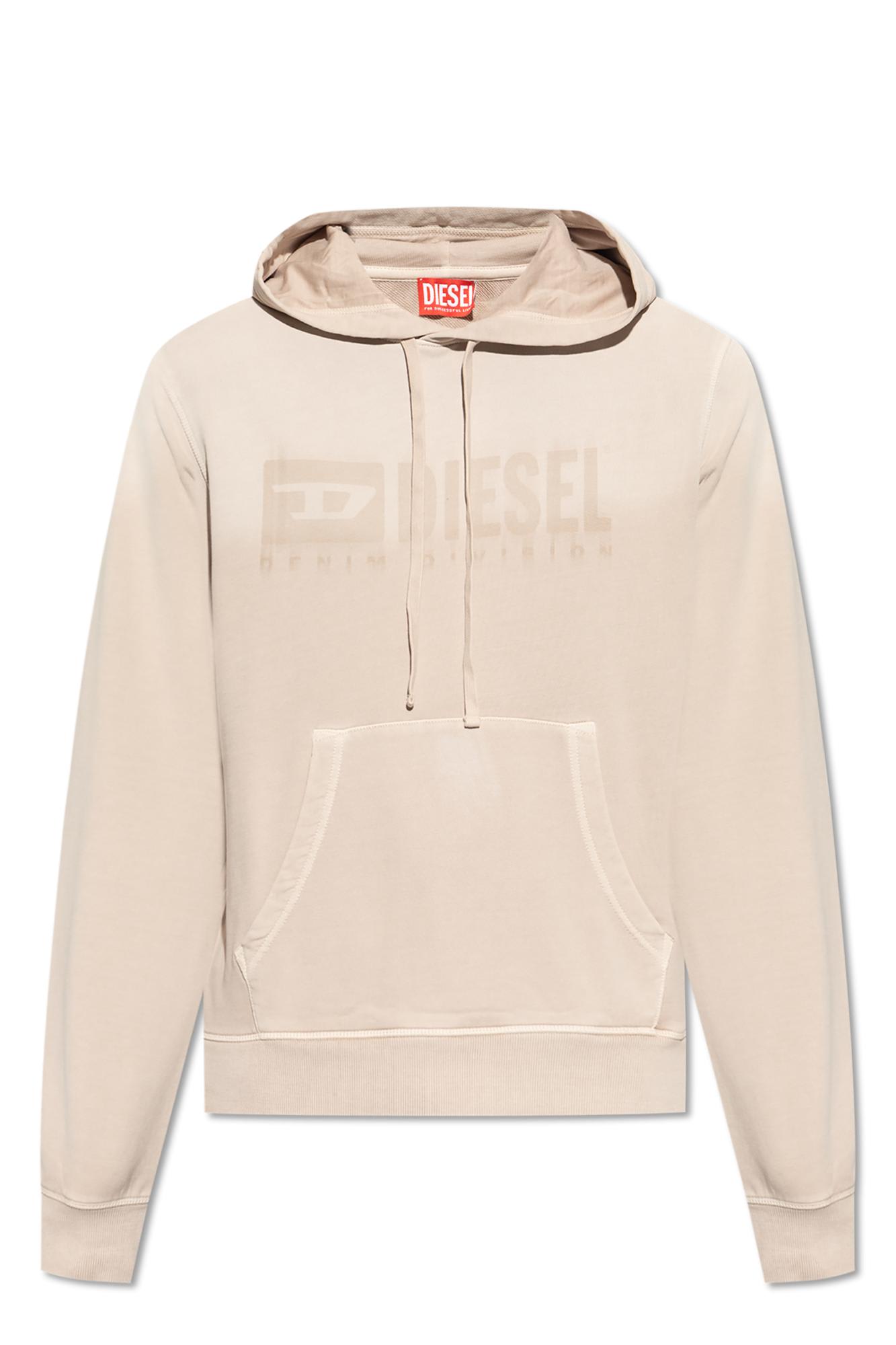 Shop Diesel Hoodie In Bianco Sporco