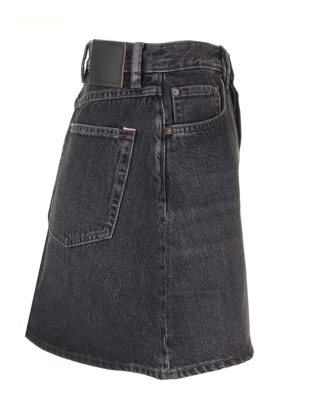 Shop Acne Studios High-waisted Denim Mini Skirt In Black